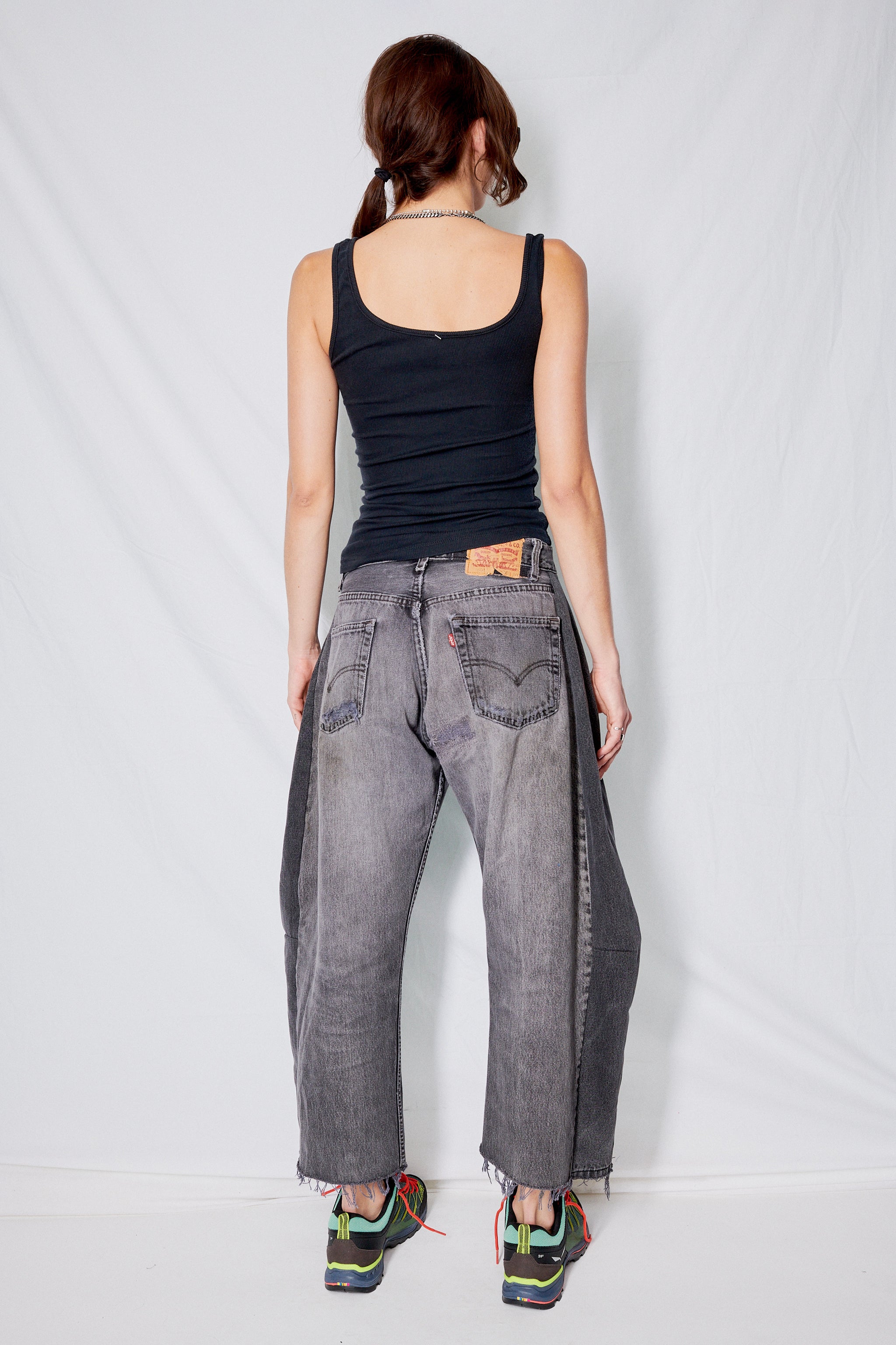Black Ribbed Jersey Asymmetric Tank