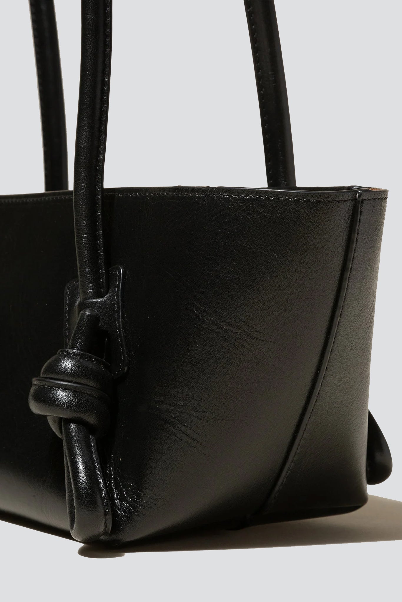 Black Leather Fleca Baguette Bag