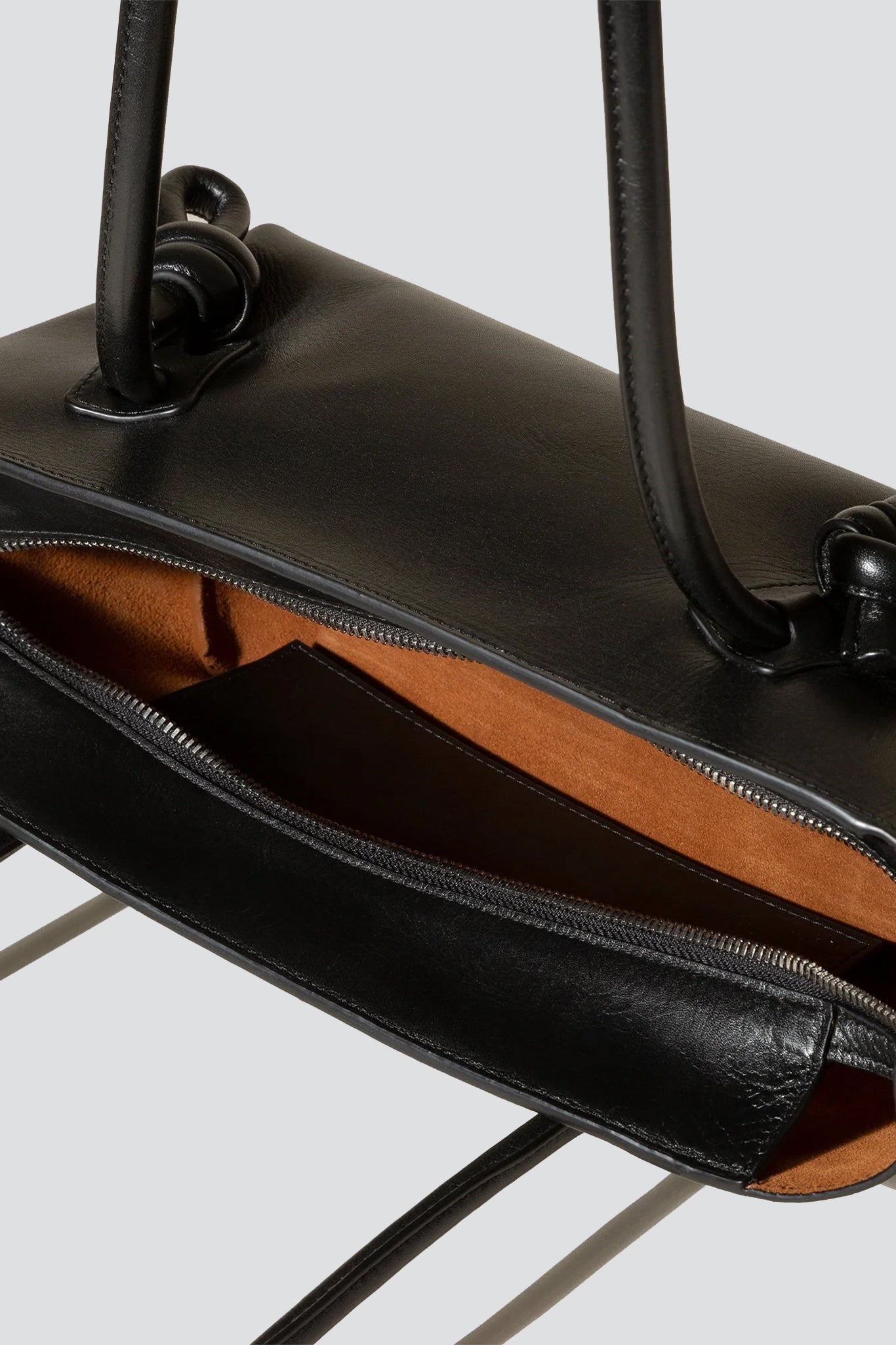 Black Leather Fleca Baguette Bag