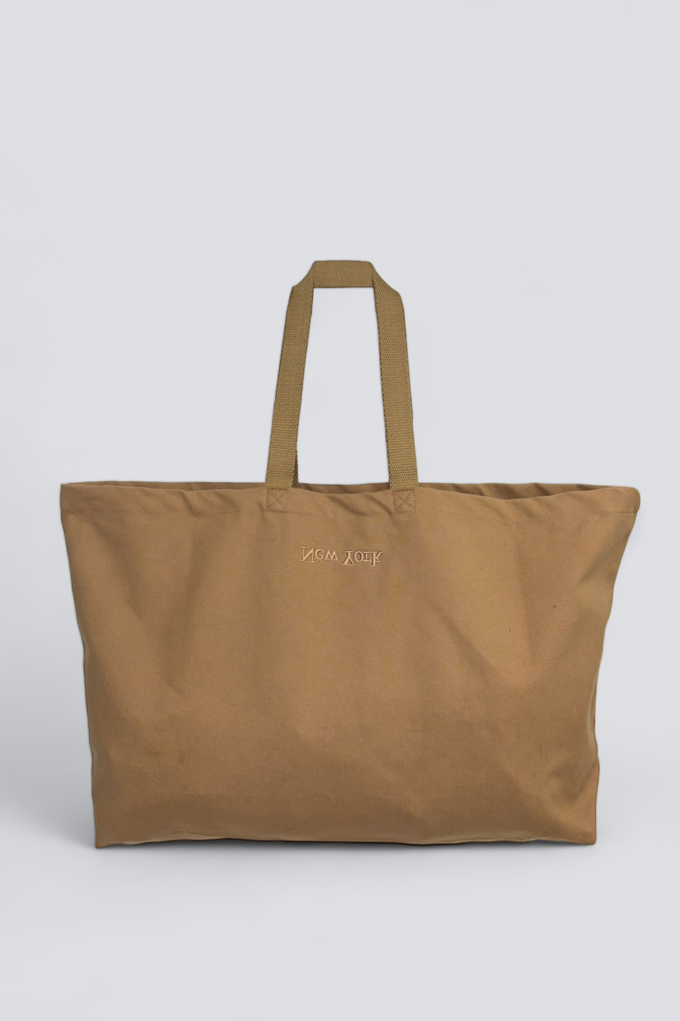Canvas New York Logo Embroidered XL Tote Bag - Camel