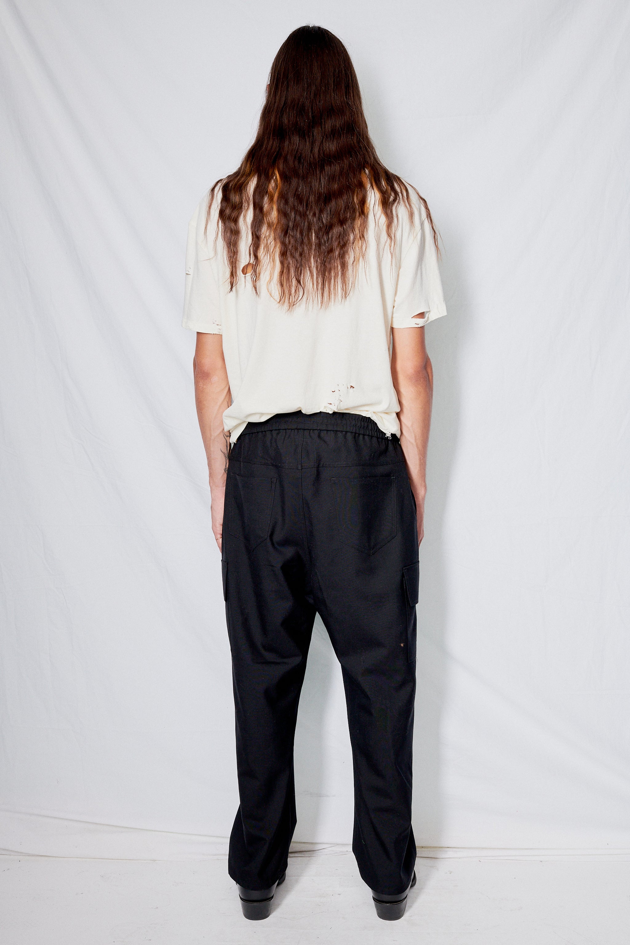 Black Suiting Easy Cargo Pant