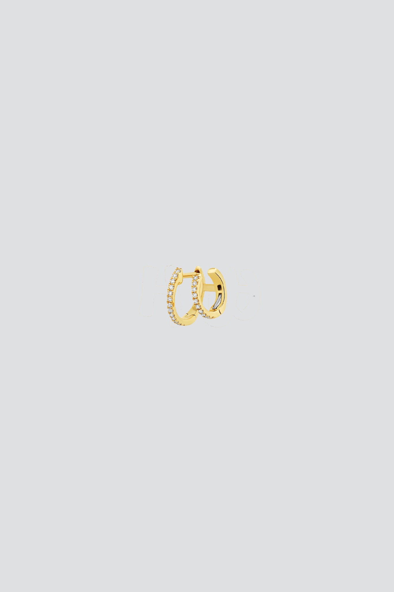 14K Yellow Gold Pave Double Hoops