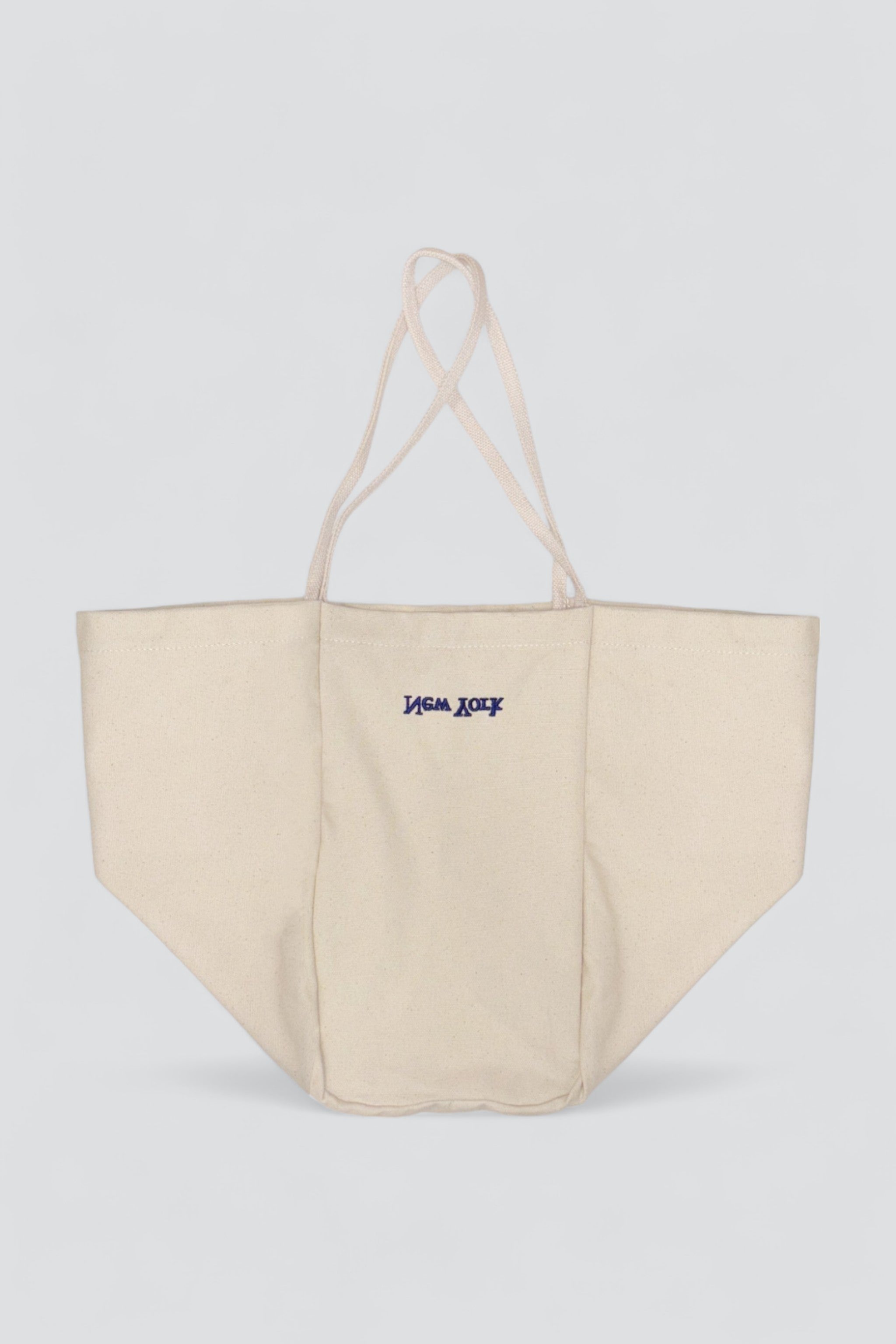 Canvas New York Logo Embroidered Tote Bag - Natural/Blue