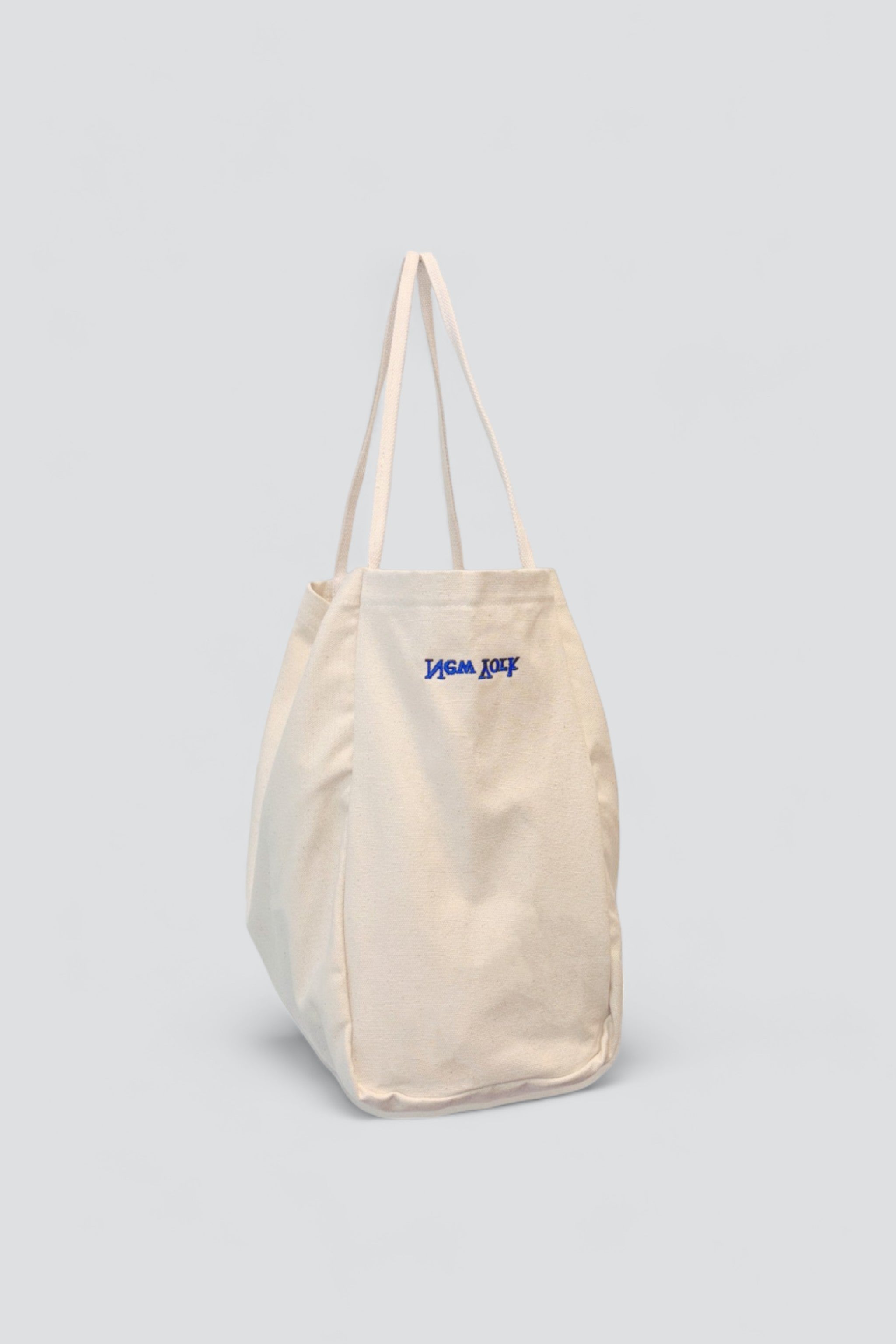 Canvas New York Logo Embroidered Tote Bag - Natural/Blue