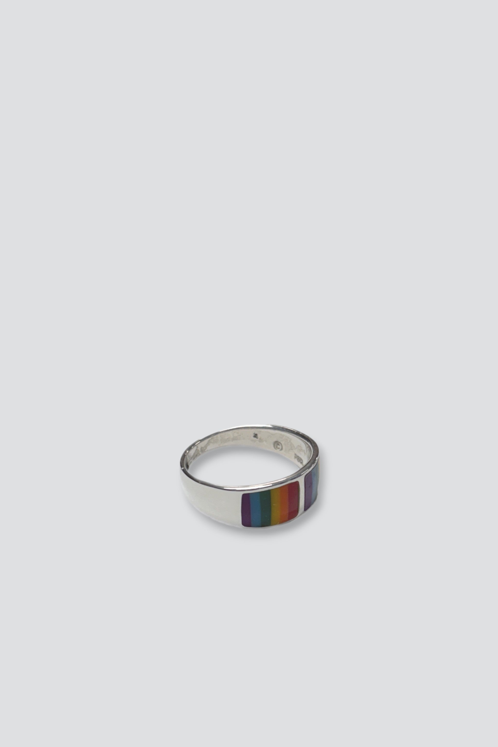 Sterling Silver Enamel Double Rainbow Ring