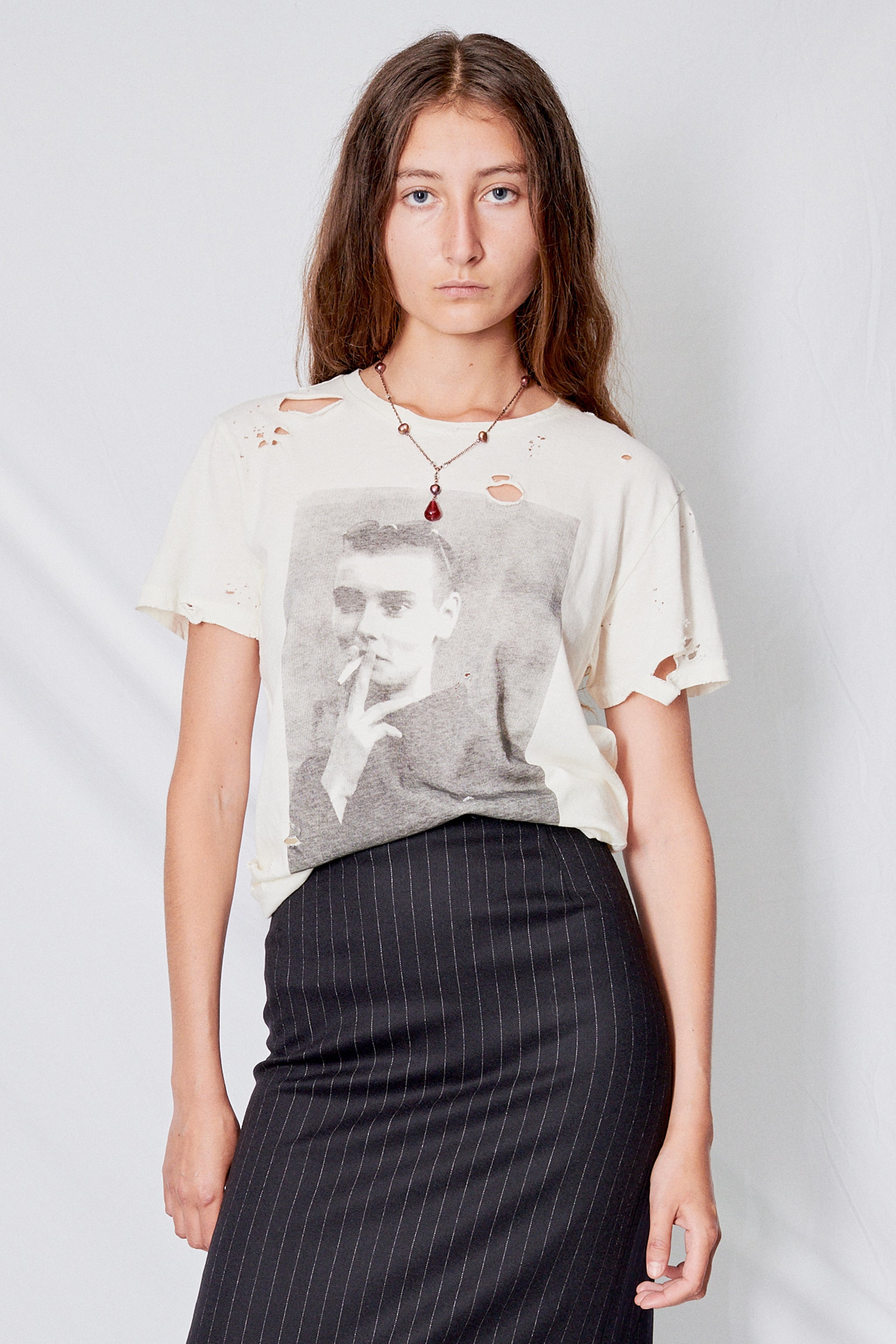 Distressed White Sinead T-Shirt