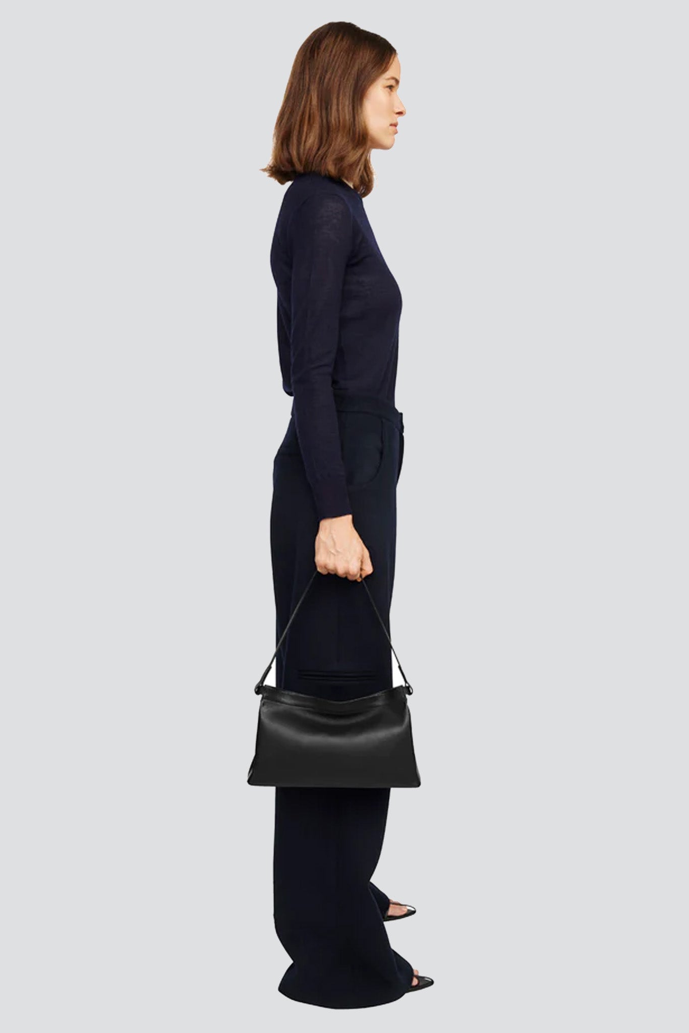 Black Leather Sway Baguette