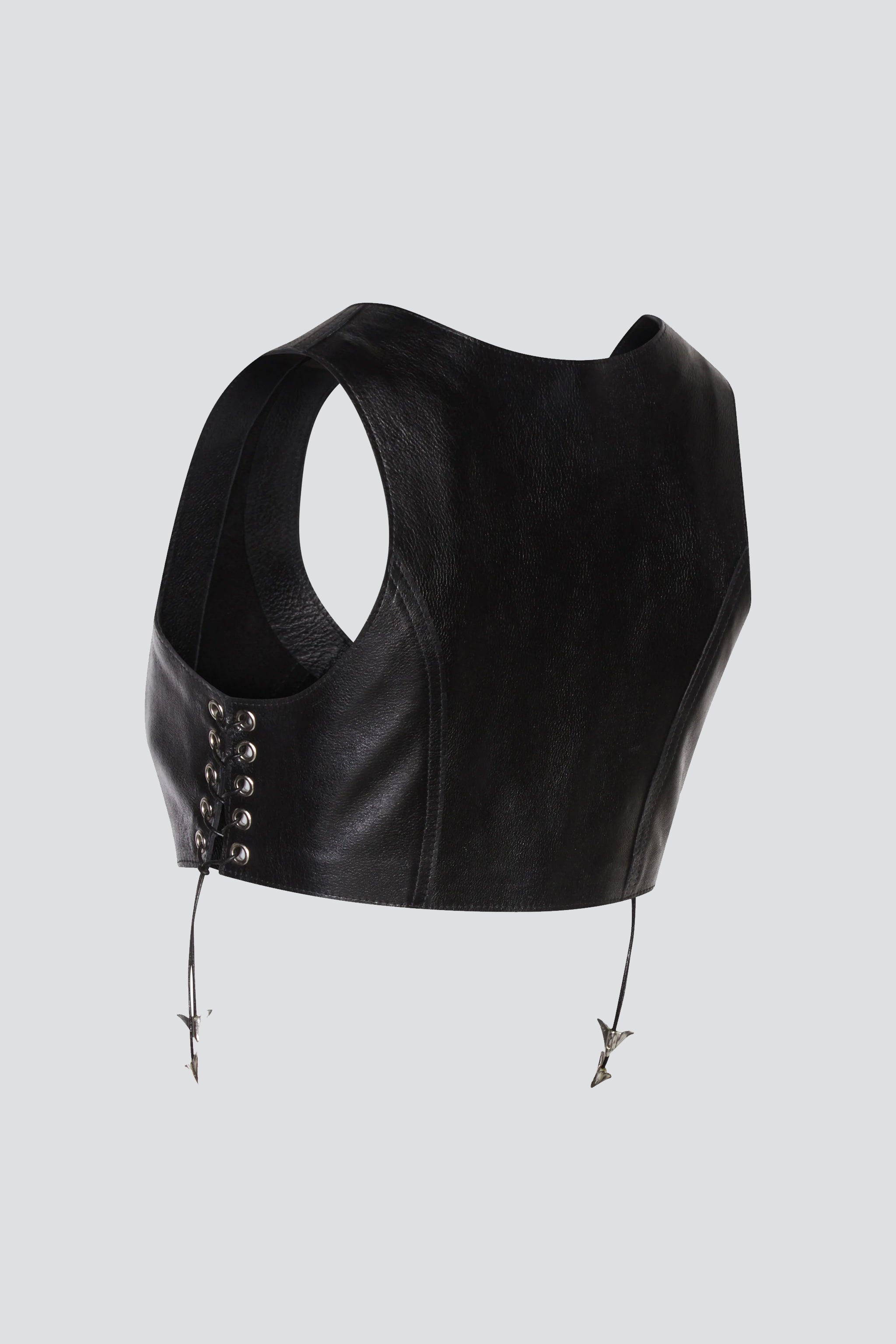 Black Leather Tommy Vest