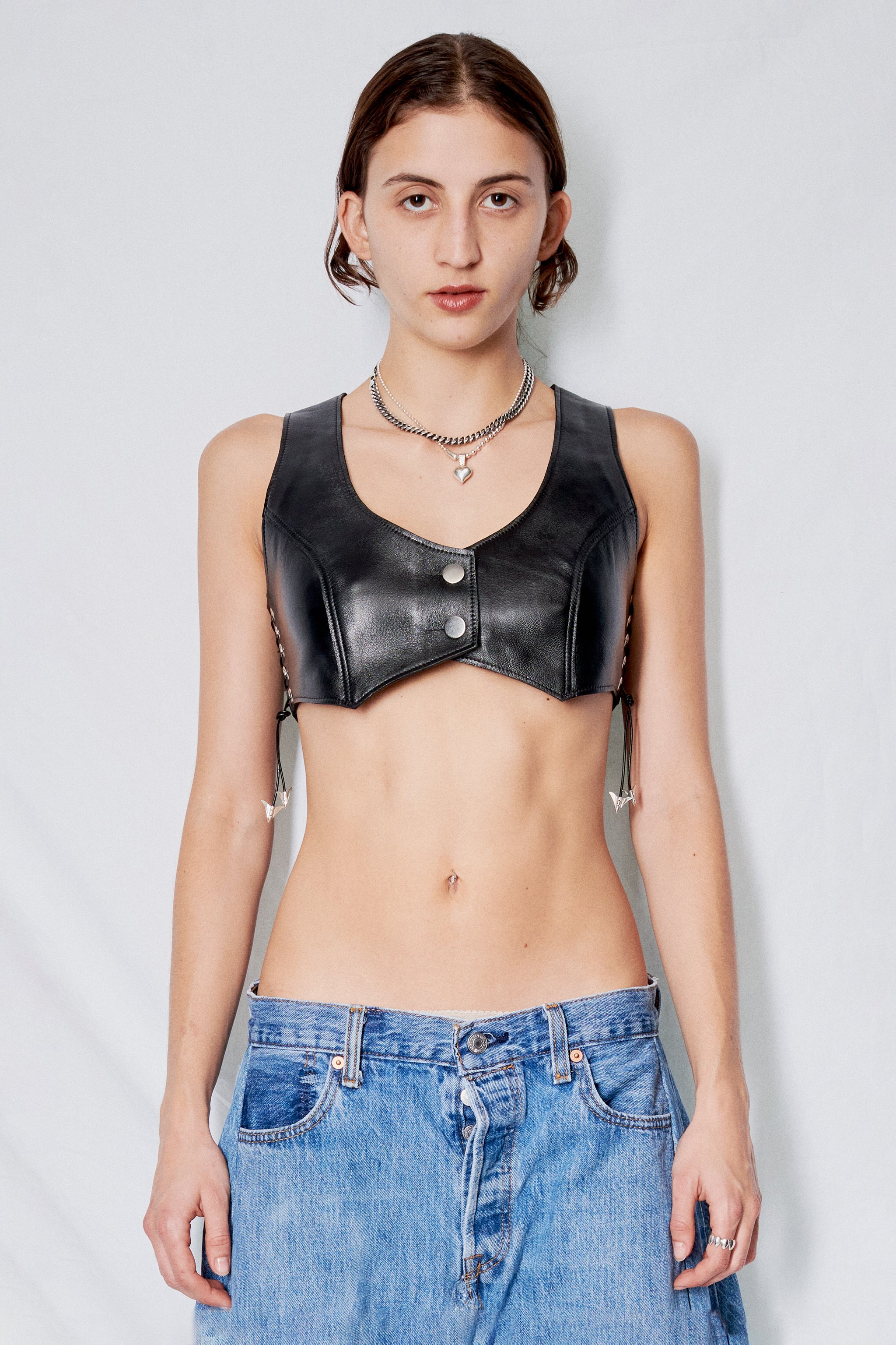 Black Leather Tommy Vest