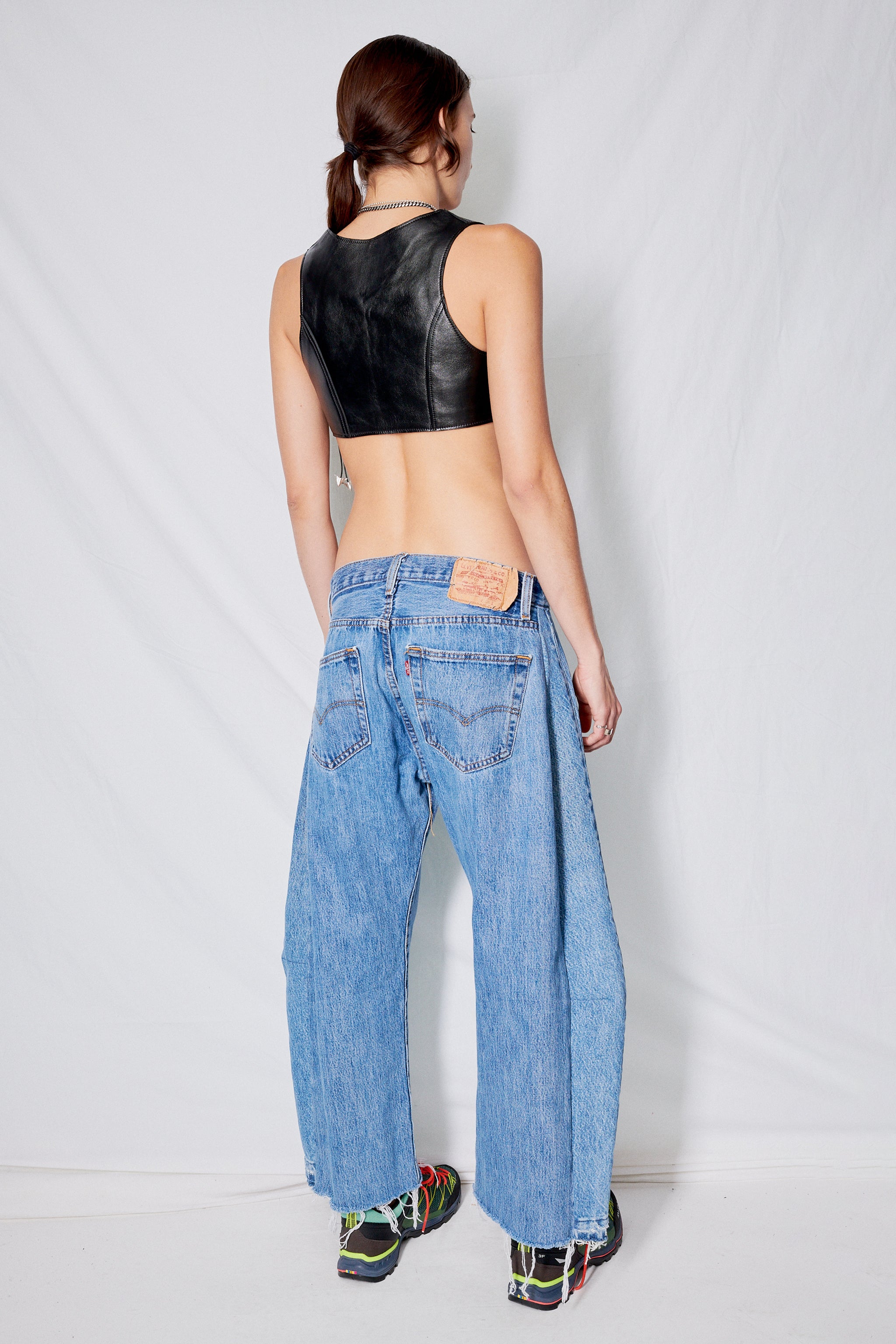Black Leather Tommy Vest