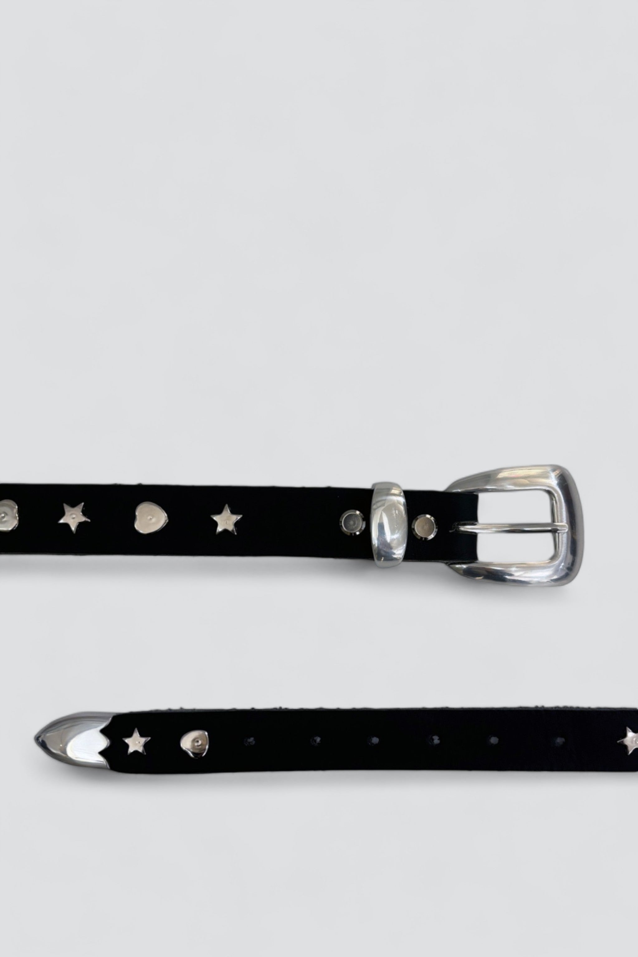 Black Leather Western Hearts & Stars Belt