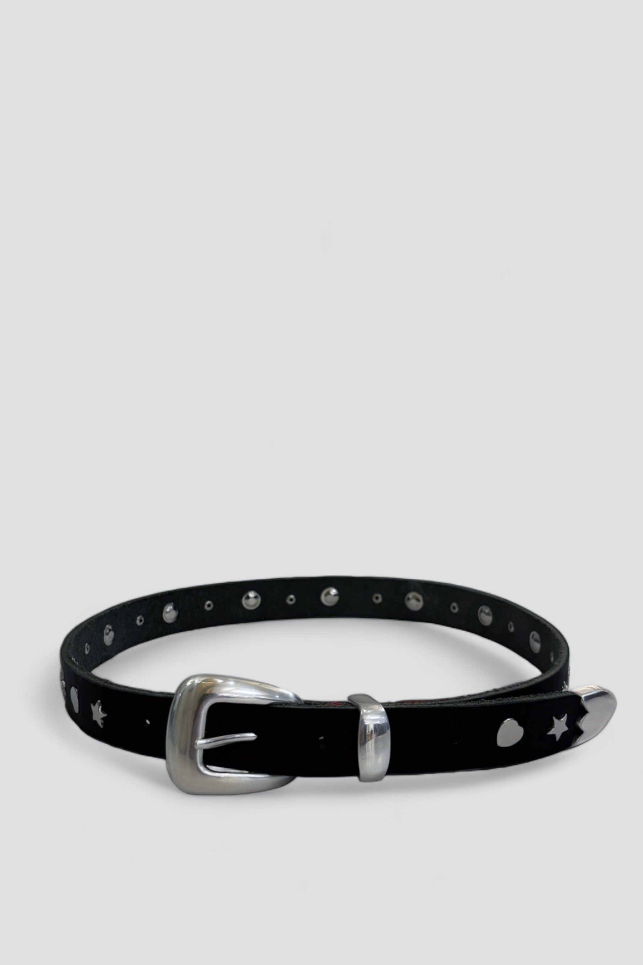 Black Leather Western Hearts & Stars Belt