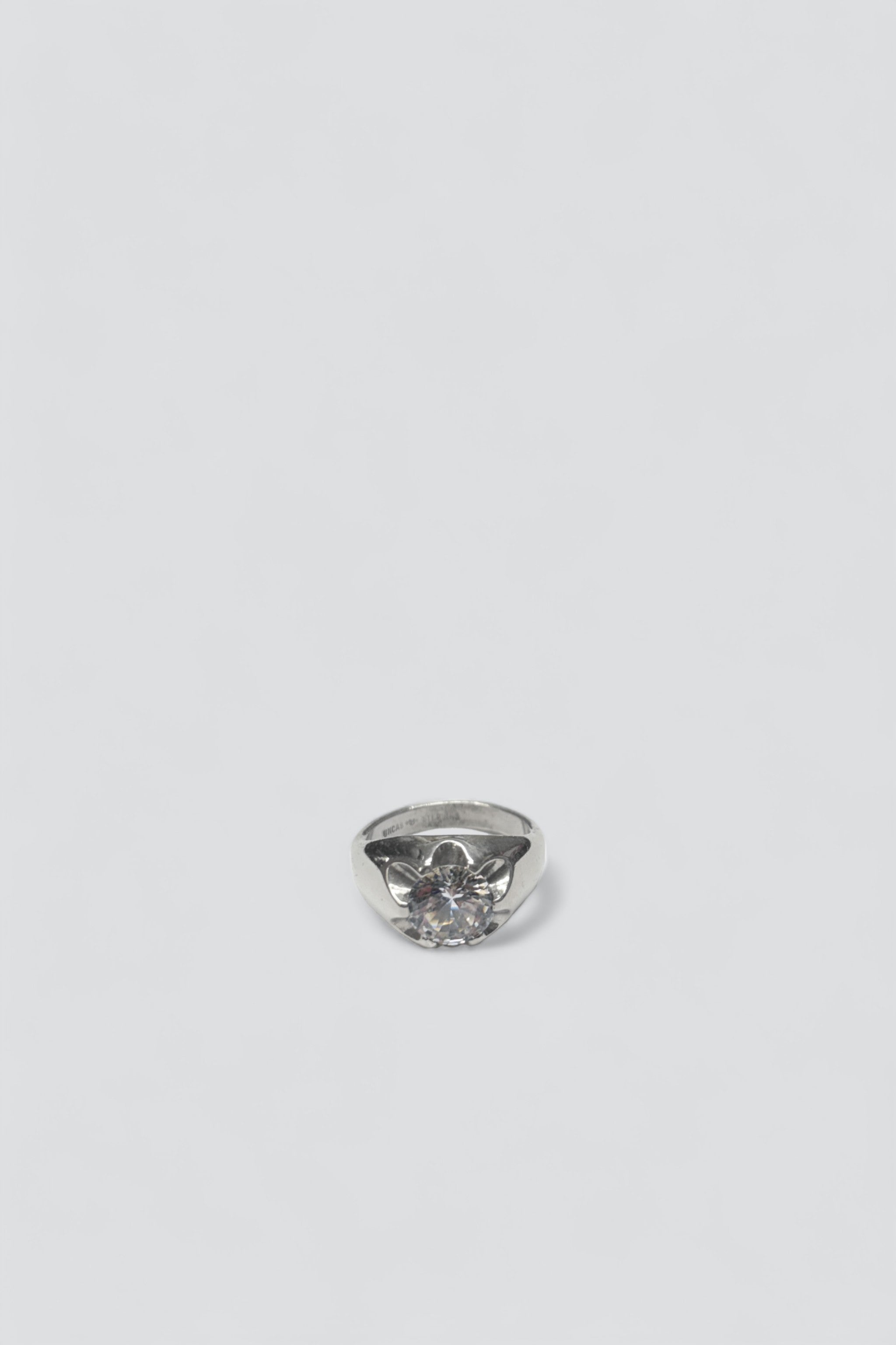 Sterling Silver White Topaz Crown Set Ring