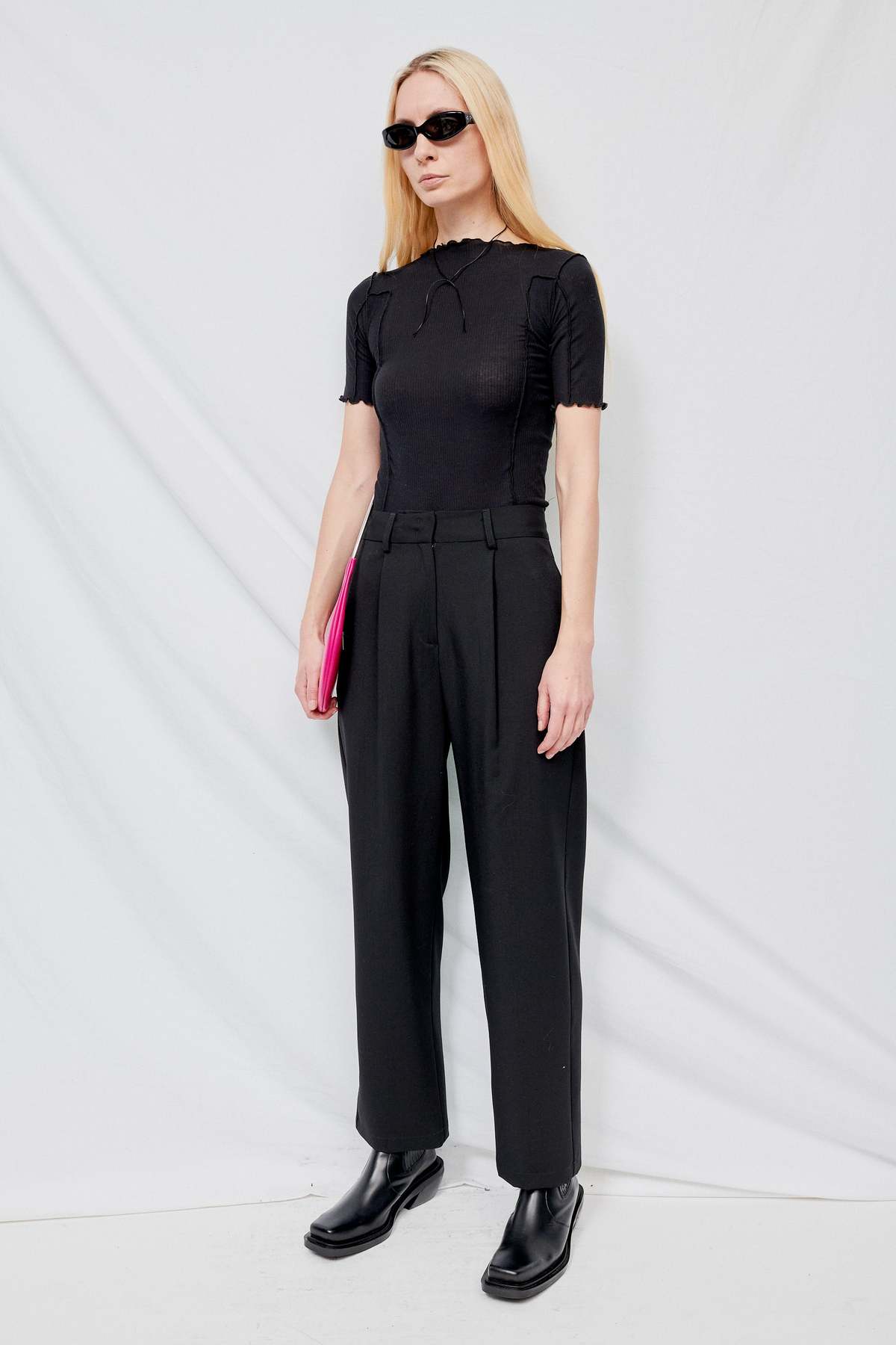 Black Omato 3/4 Rib T-Shirt