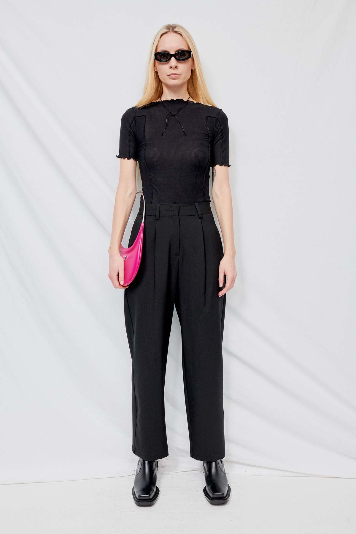 Black Omato 3/4 Rib T-Shirt