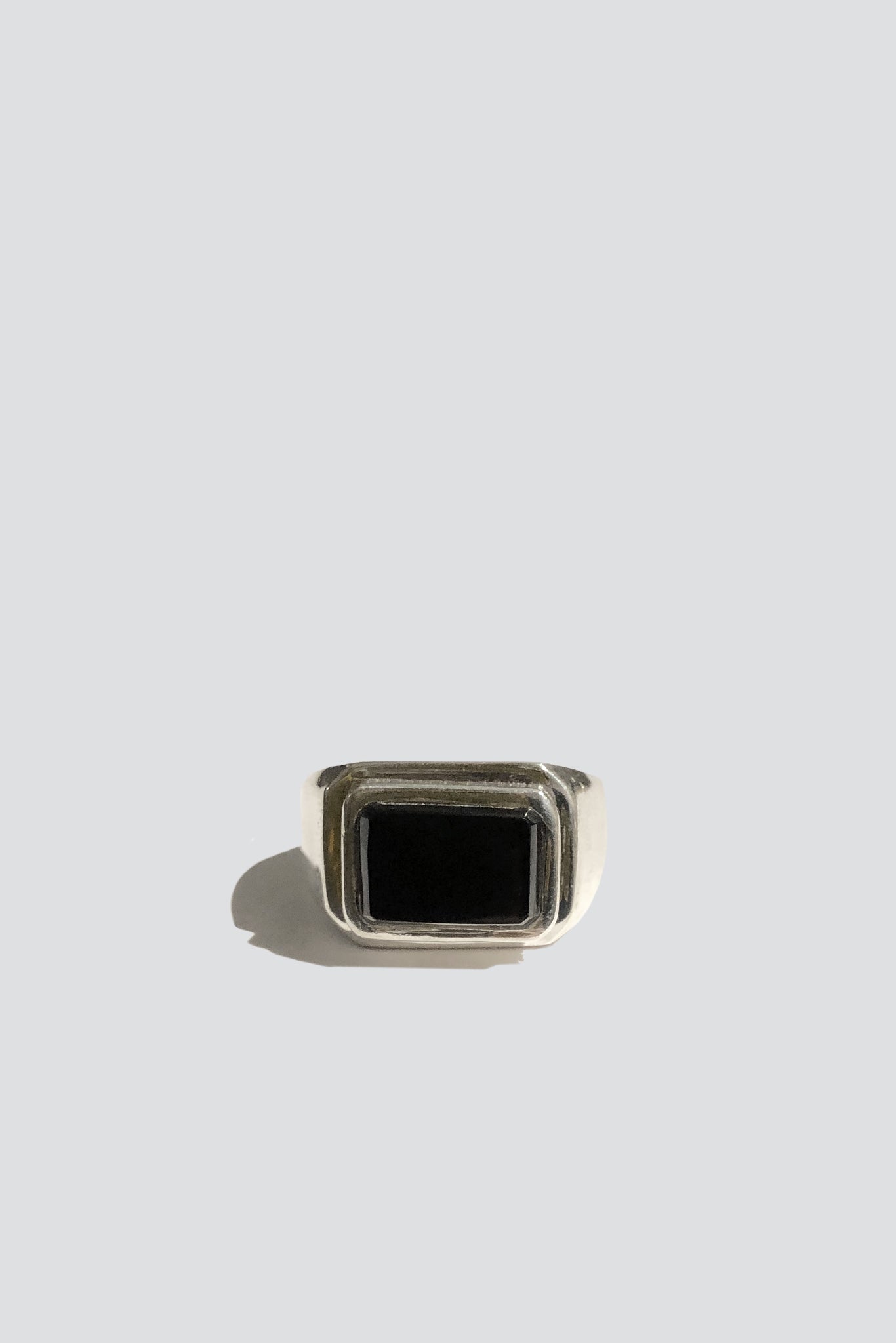 Sterling Silver Onyx Signet Ridged Ring
