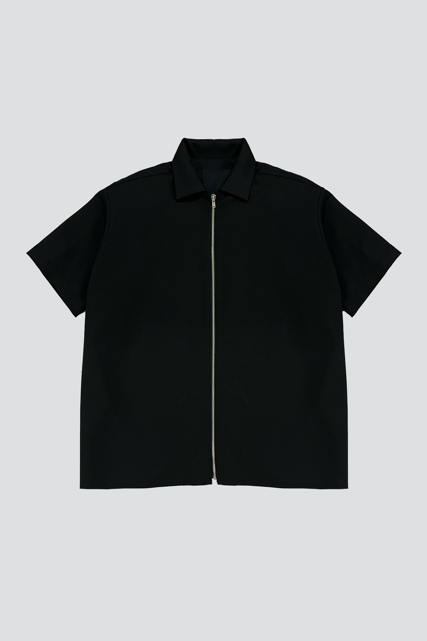 Black Suiting Zip Camp Shirt