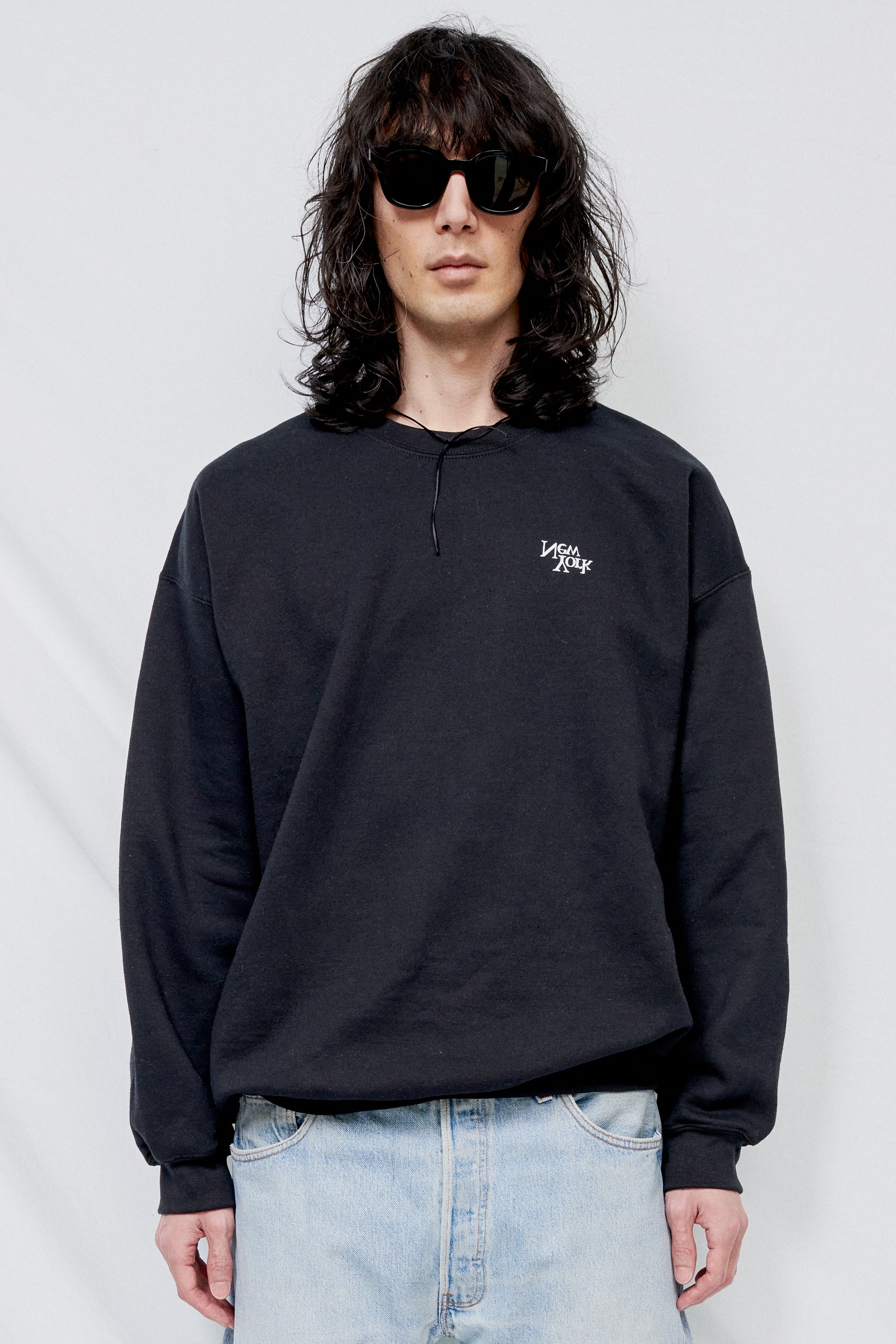 Black New York V2 Chest Logo Sweatshirt