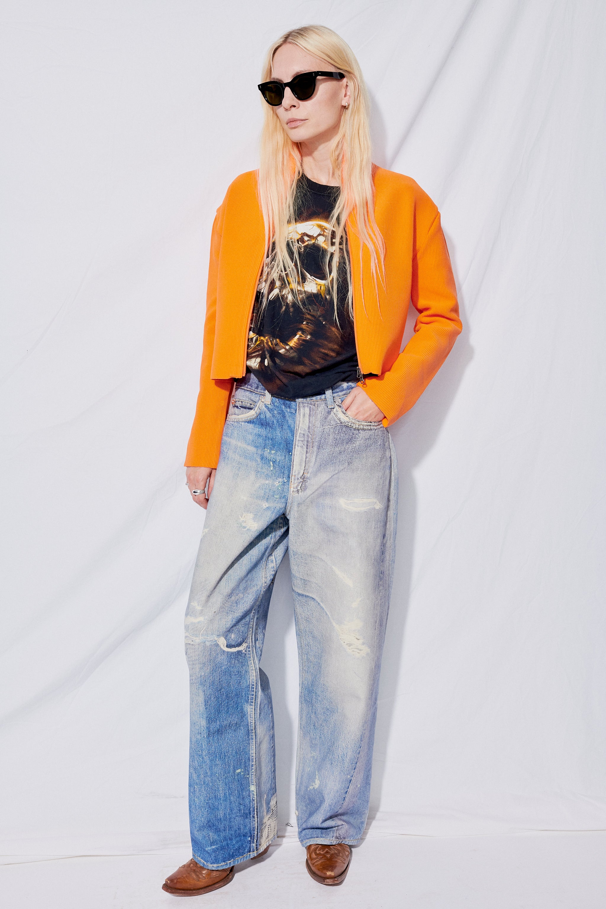 Digital Denim Print Full Cut Pant