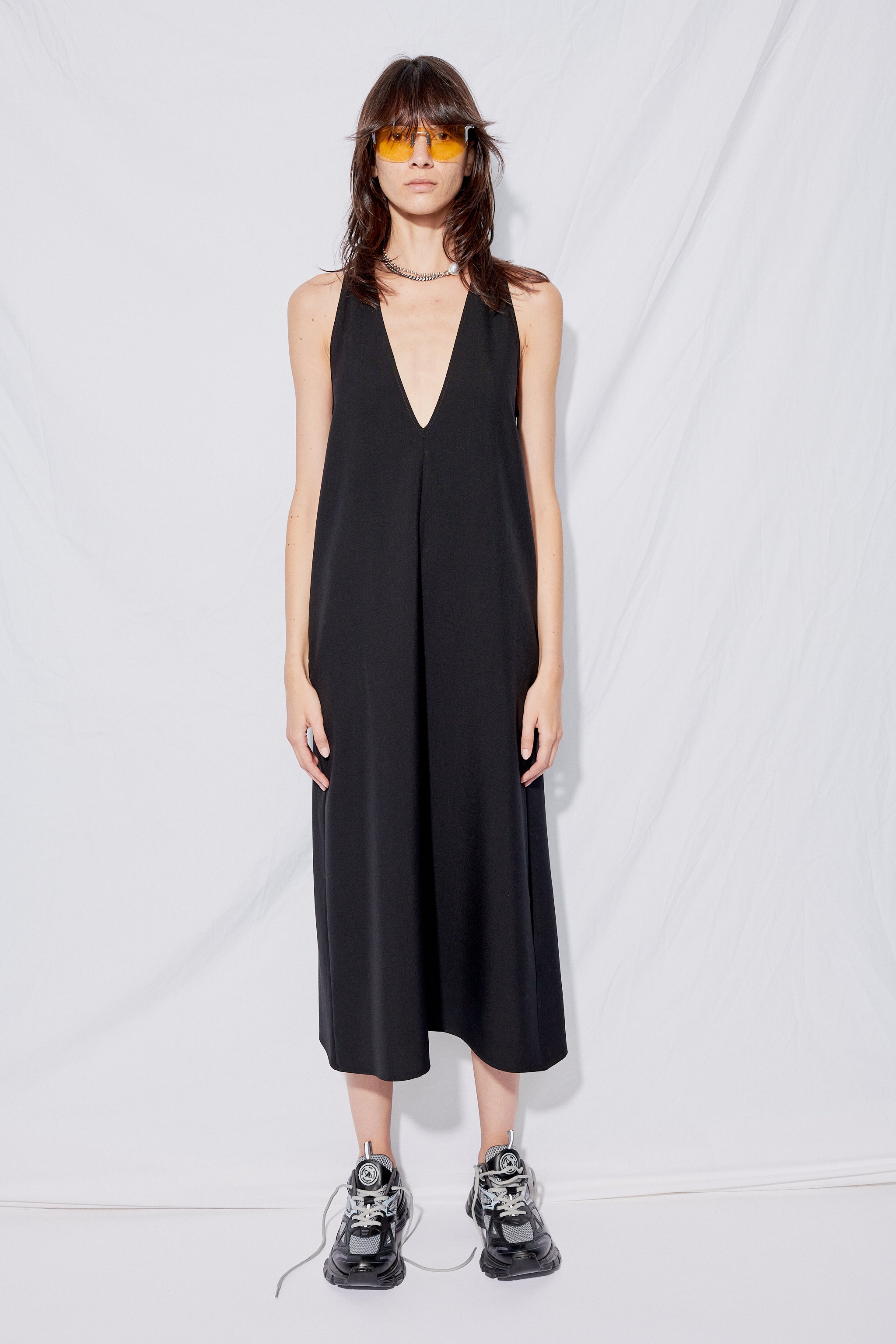 Black Suiting Trapeze Dress