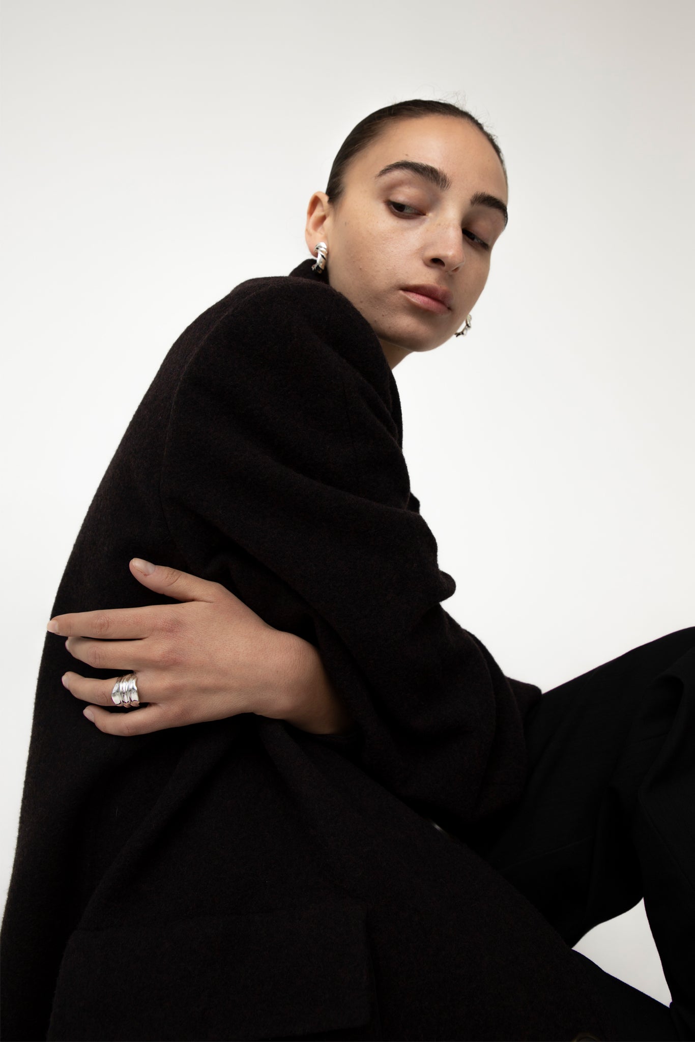 Sterling Silver Block Five Ring