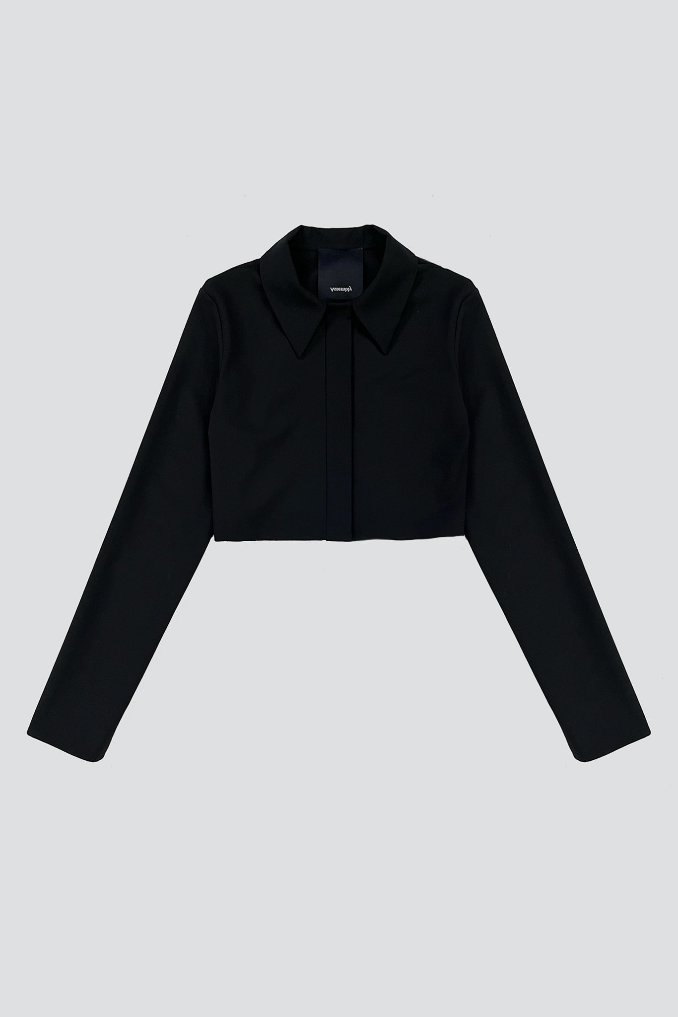 Black Suiting Crop Rugby Top