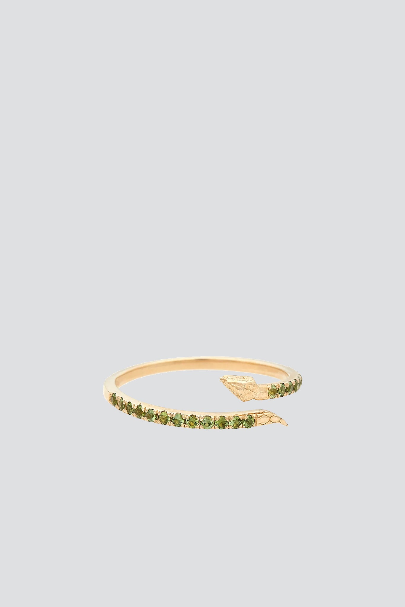 14K Green Tourmaline Snake Wrap Ring