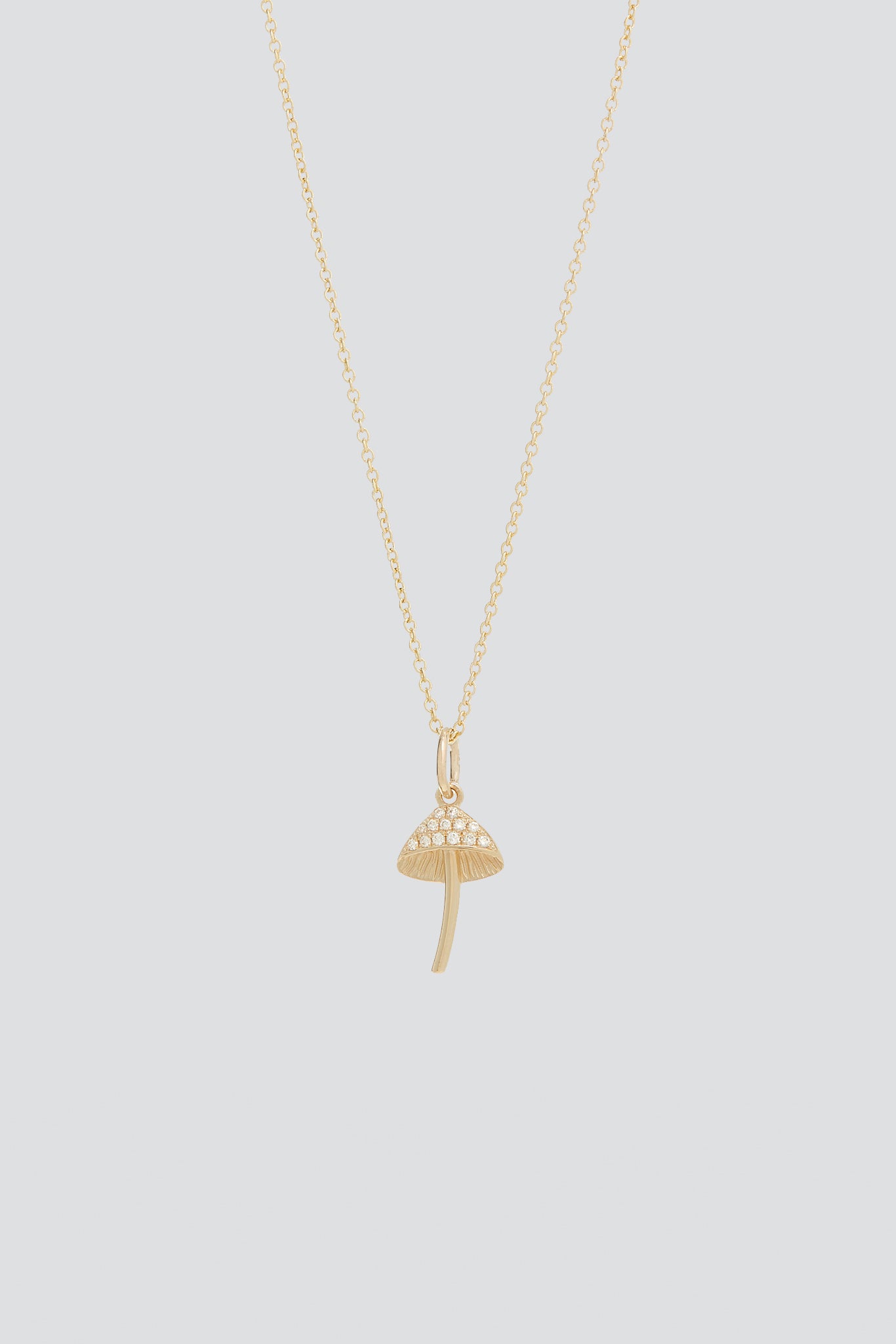 14K Pave Mushroom Necklace
