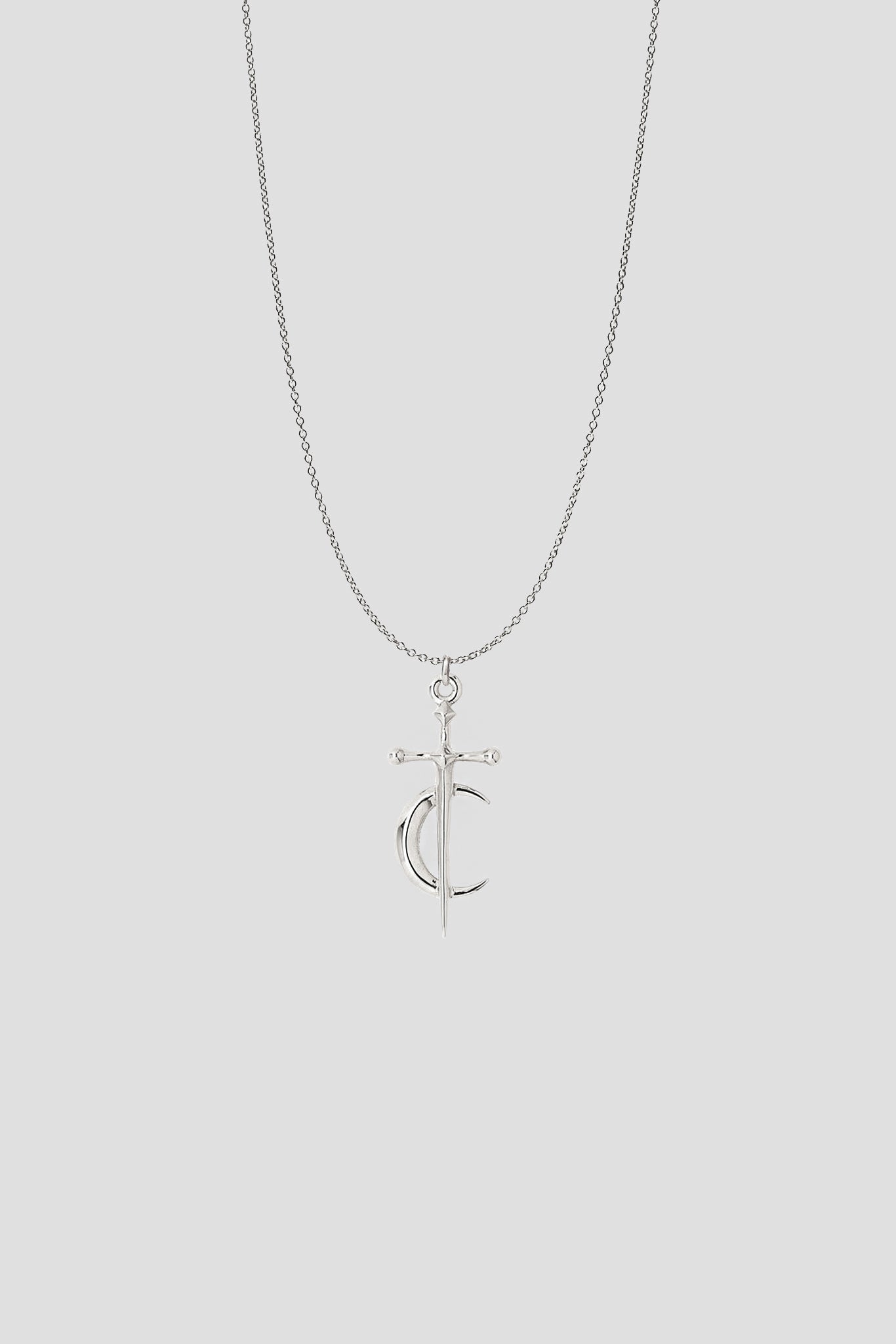Silver Sword Moon Necklace