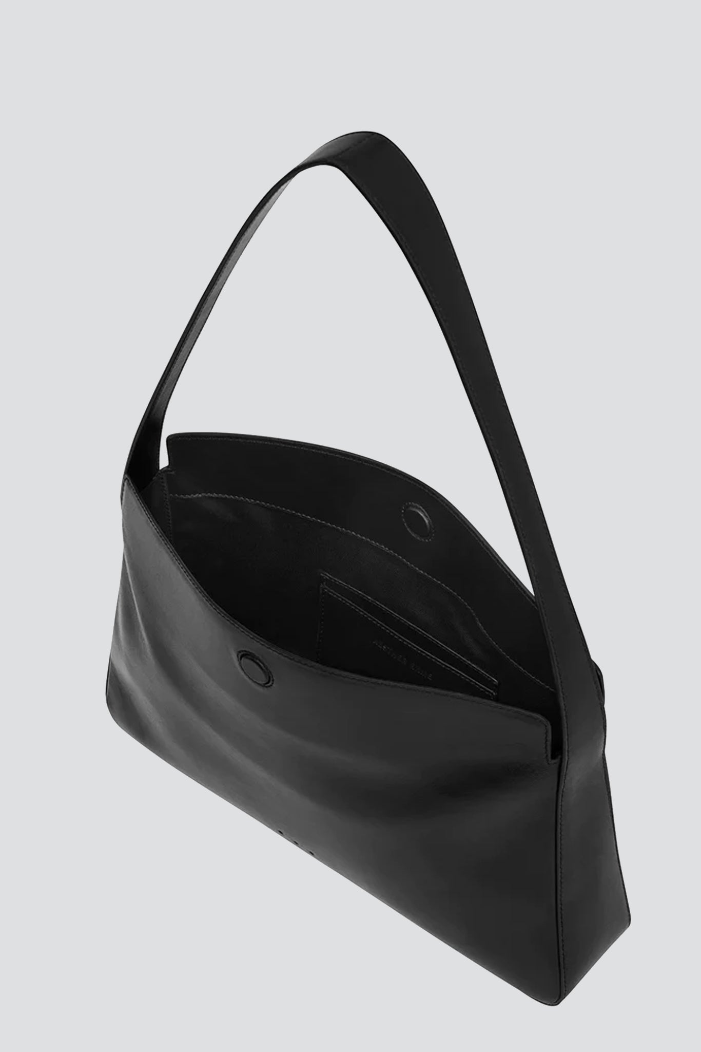 Black Leather Soft Baguette