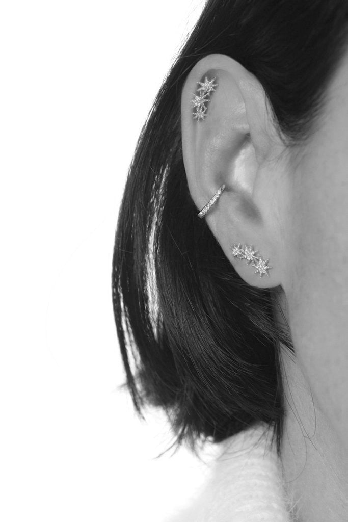 14K Triple Shooting Star Earrings