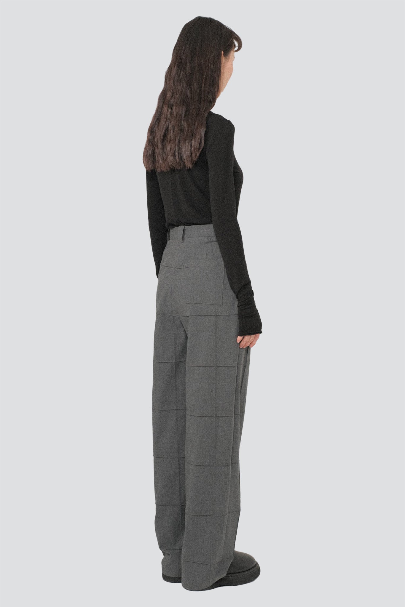 Grey Double TR Pintuck Straight Pants