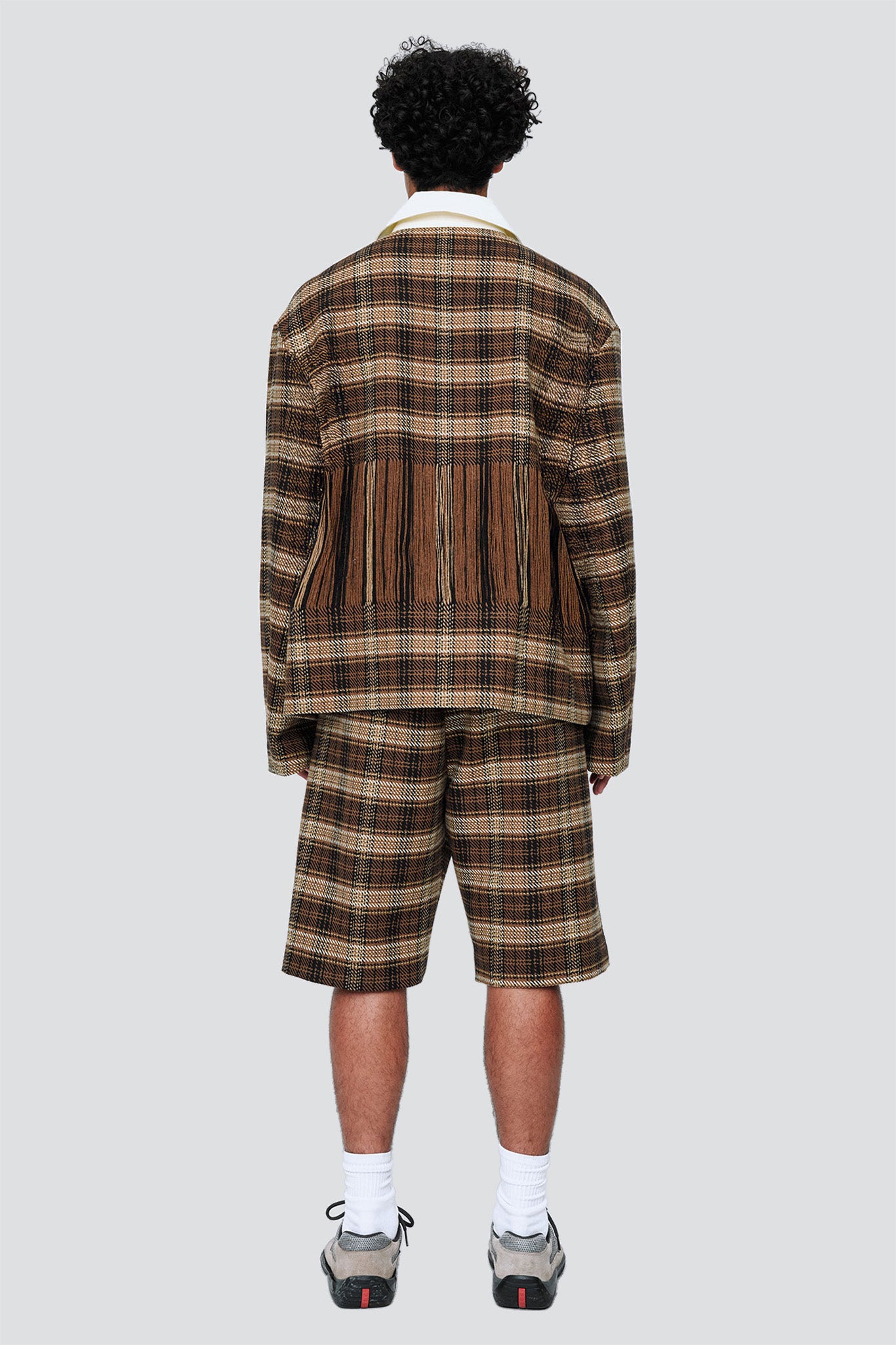 Brown Check Woven Rugby Jersey