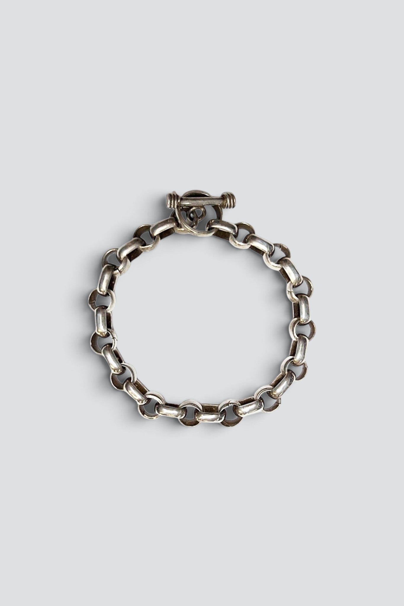 Sterling Silver Heavy Circle Link Toggle Bracelet