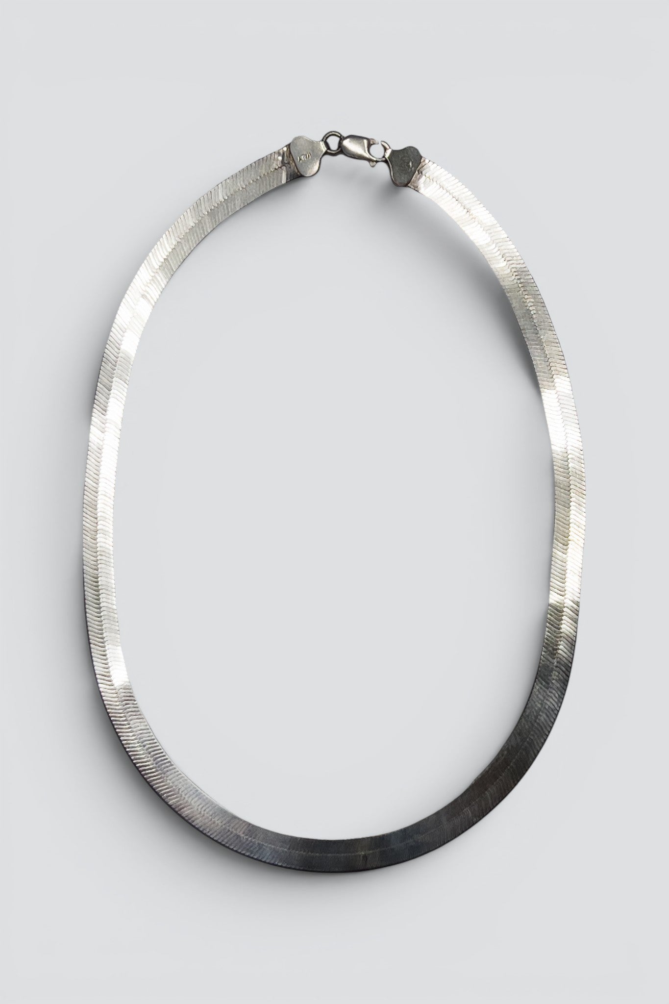 Sterling Silver Wide Herringbone Chain Necklace