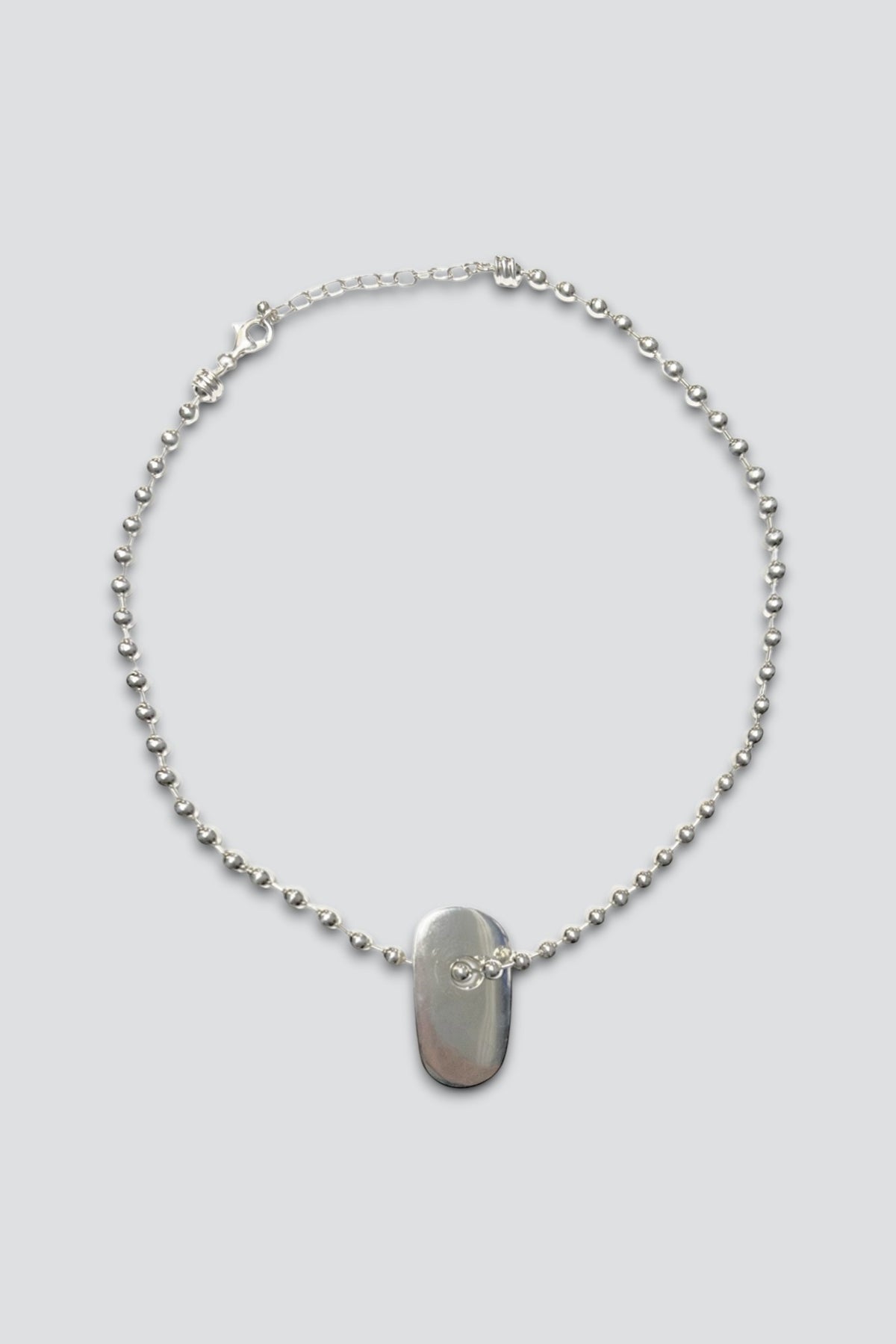 Sterling Silver Oval Tag Pendant Necklace