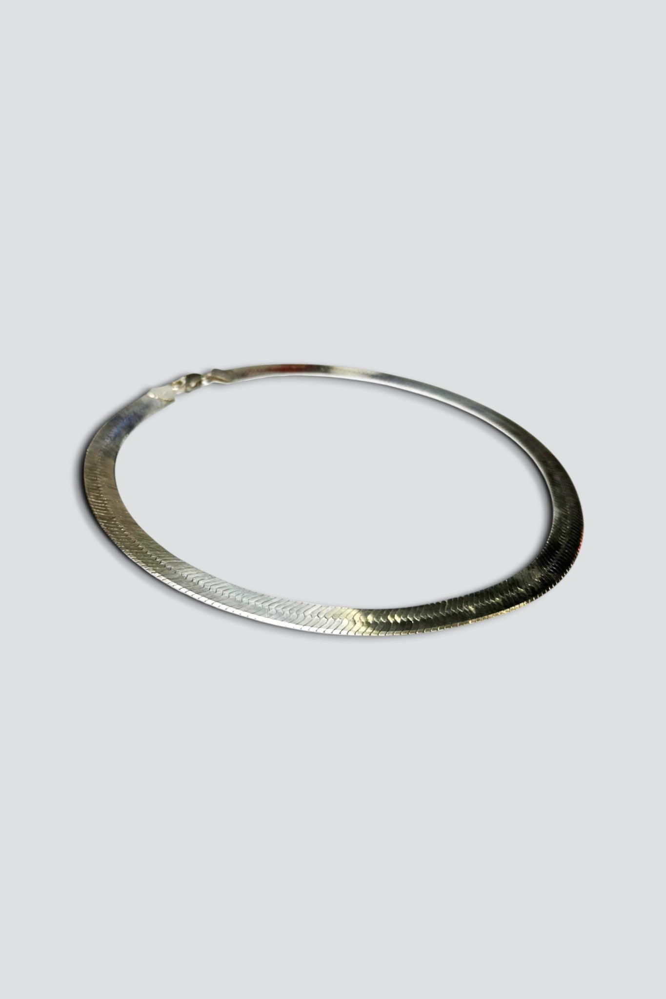 Sterling Silver Wide Herringbone Chain Necklace