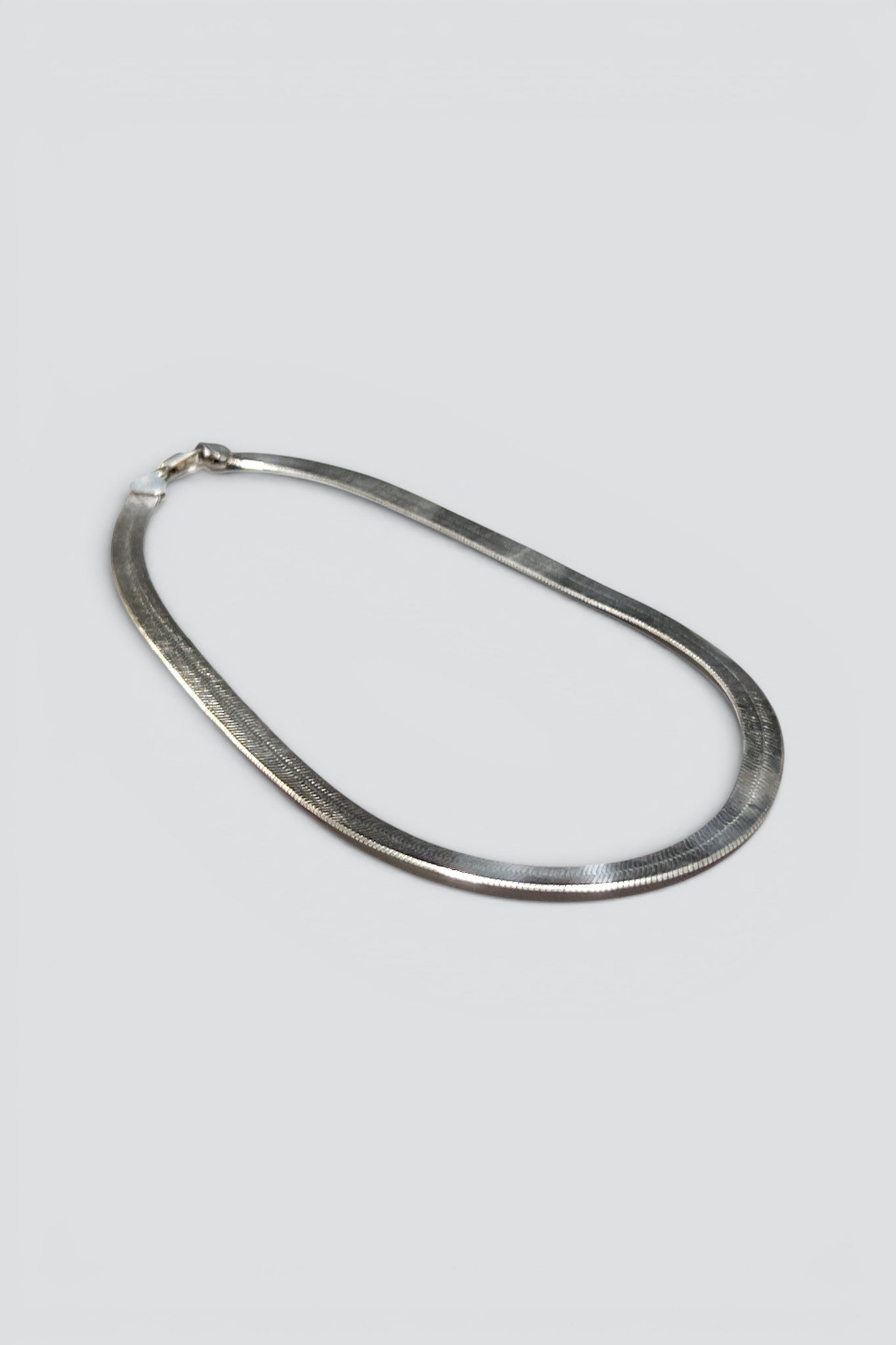Sterling Silver Wide Herringbone Chain Necklace