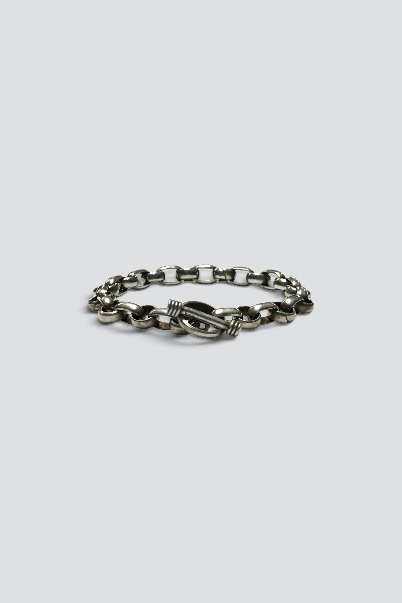 Sterling Silver Heavy Circle Link Toggle Bracelet