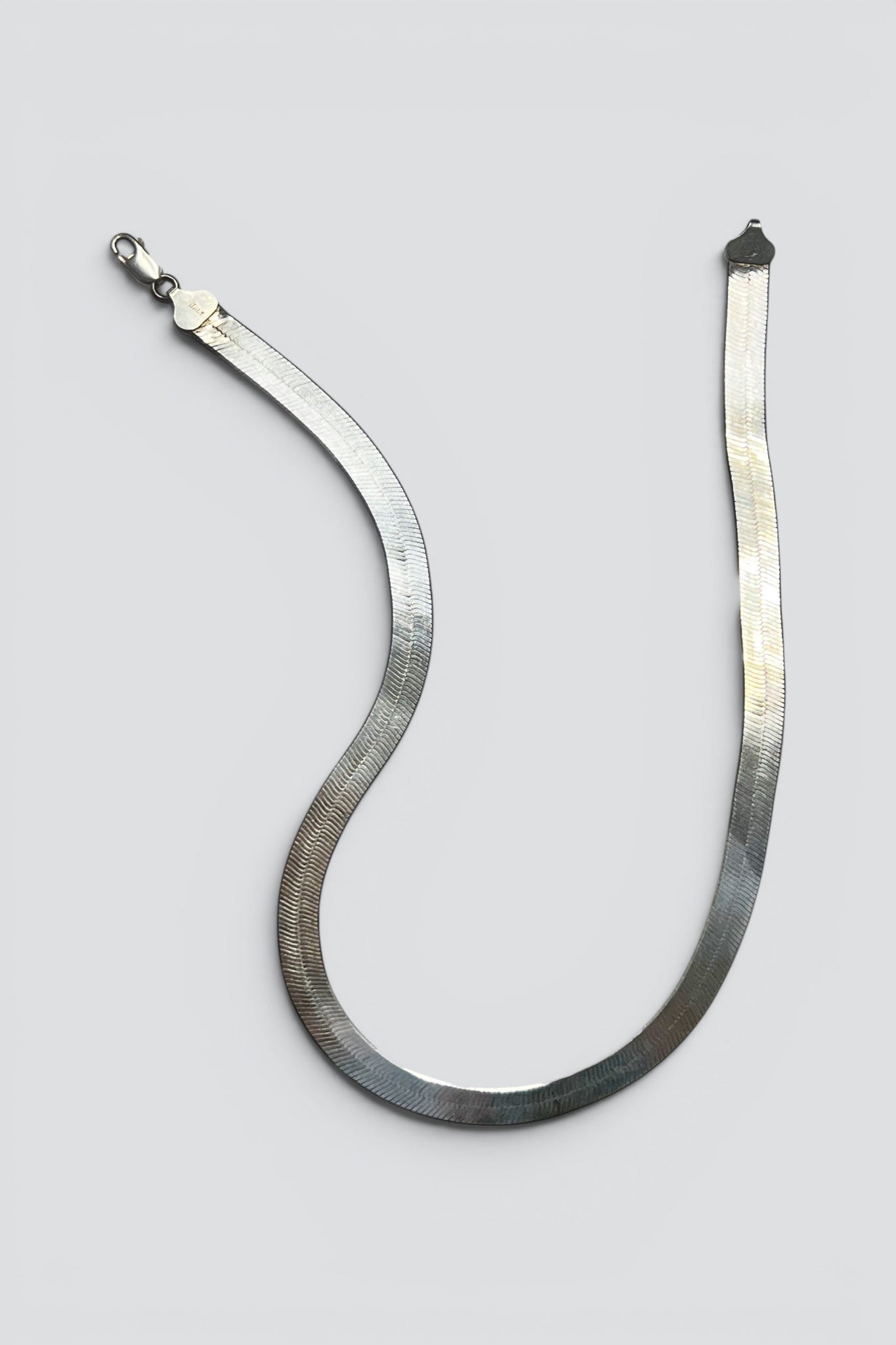 Sterling Silver Wide Herringbone Chain Necklace
