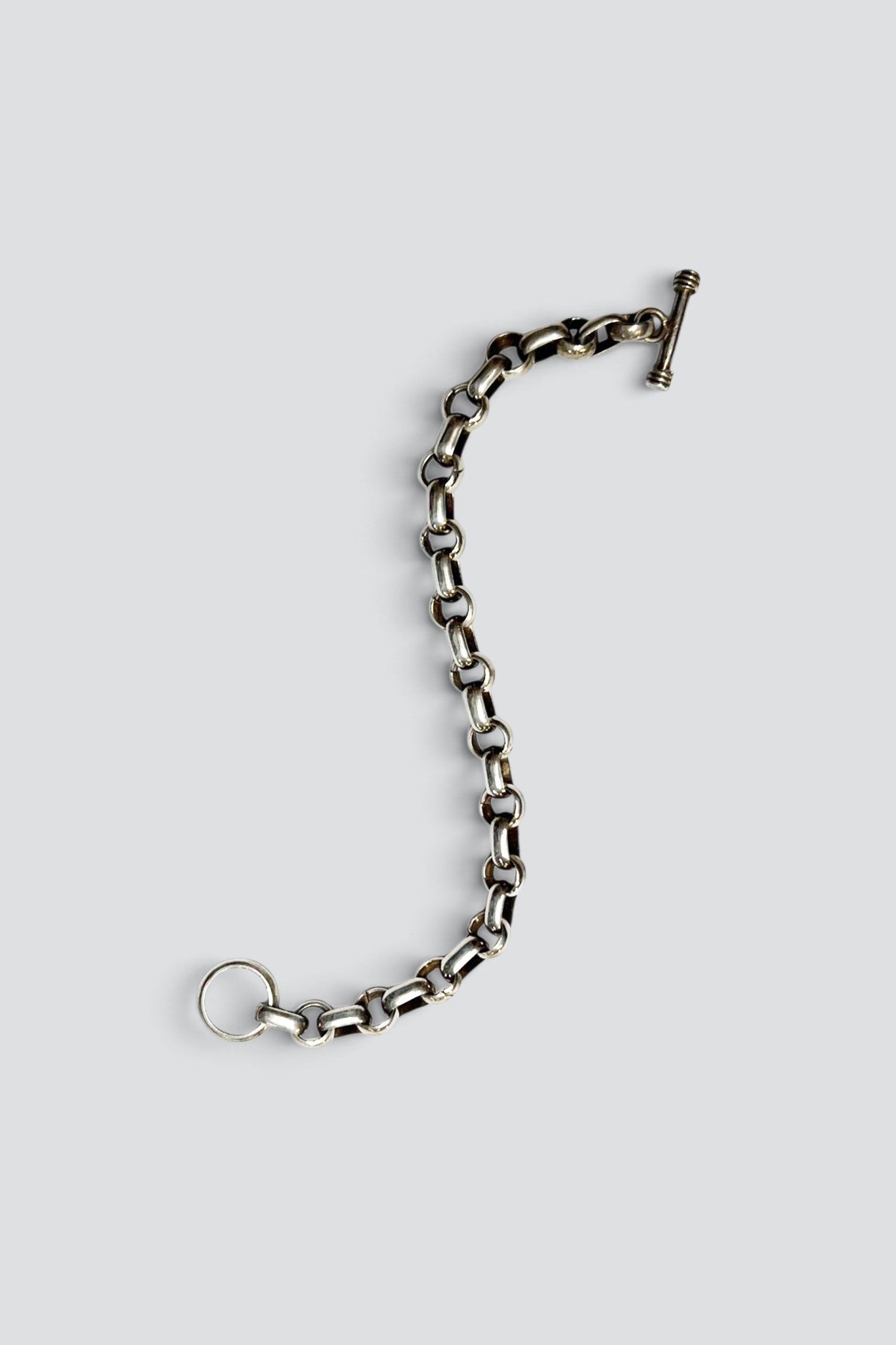 Sterling Silver Heavy Circle Link Toggle Bracelet