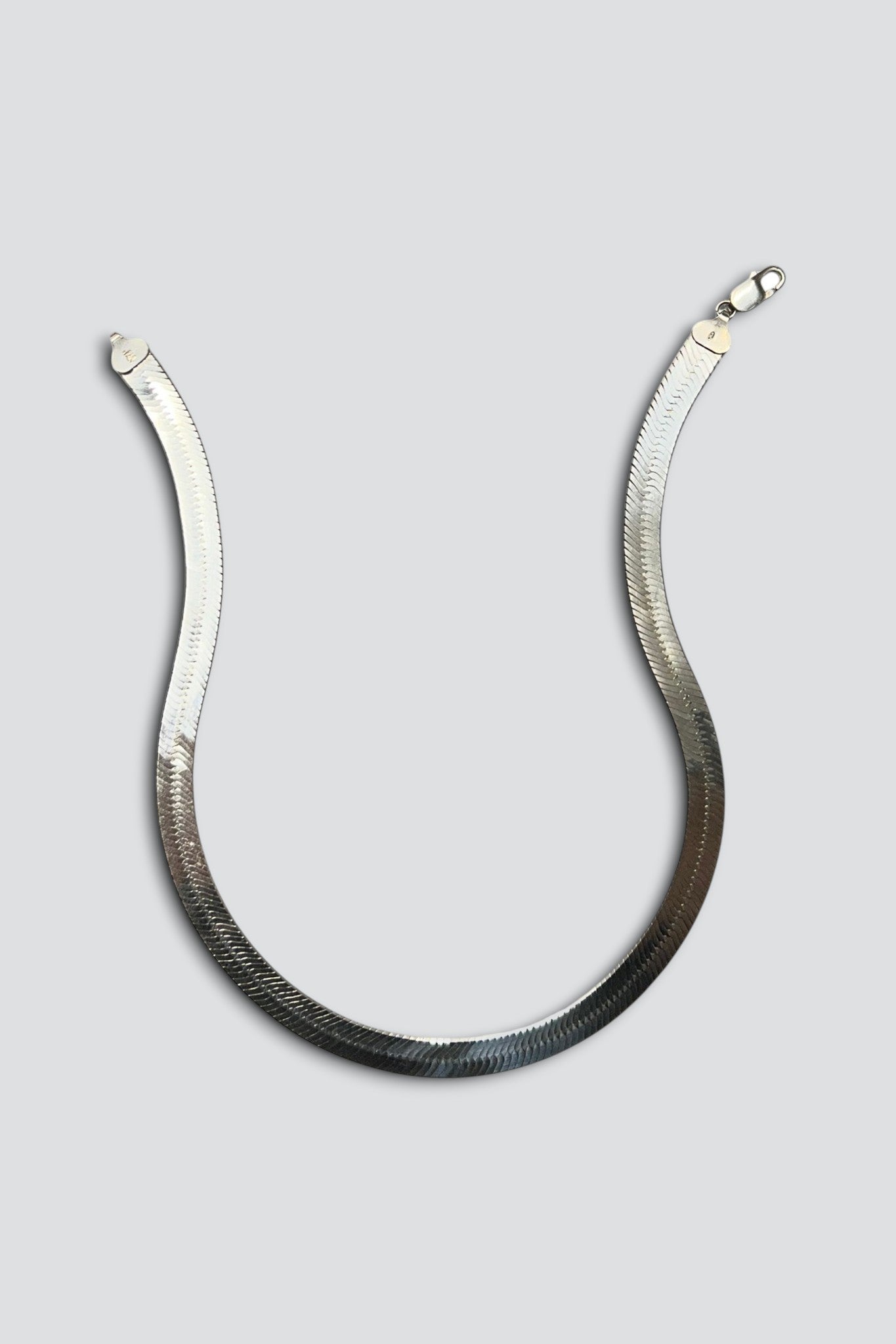 Sterling Silver Wide Herringbone Chain Necklace