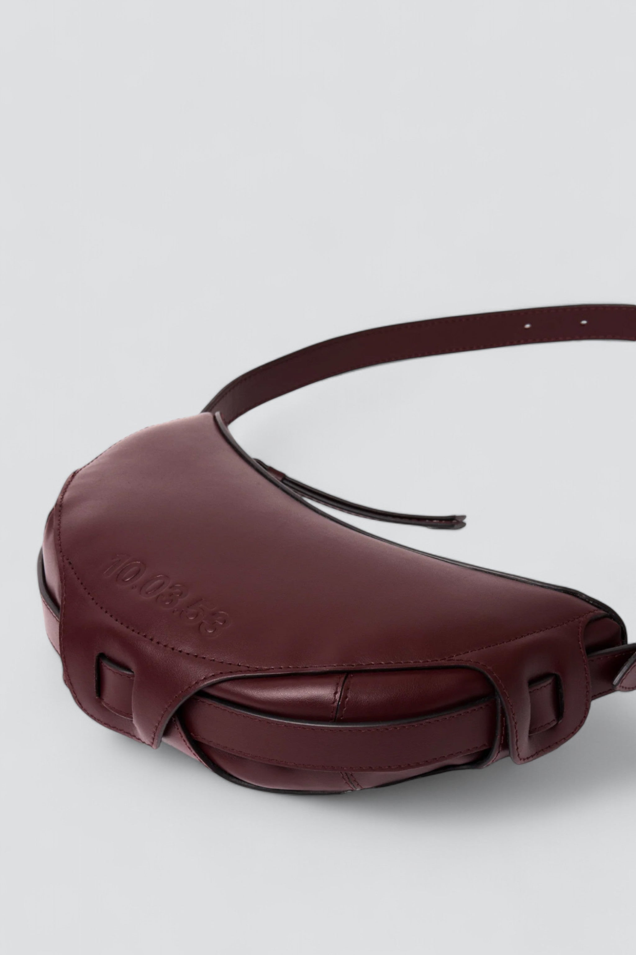 Burgundy Leather Half Moon Bag