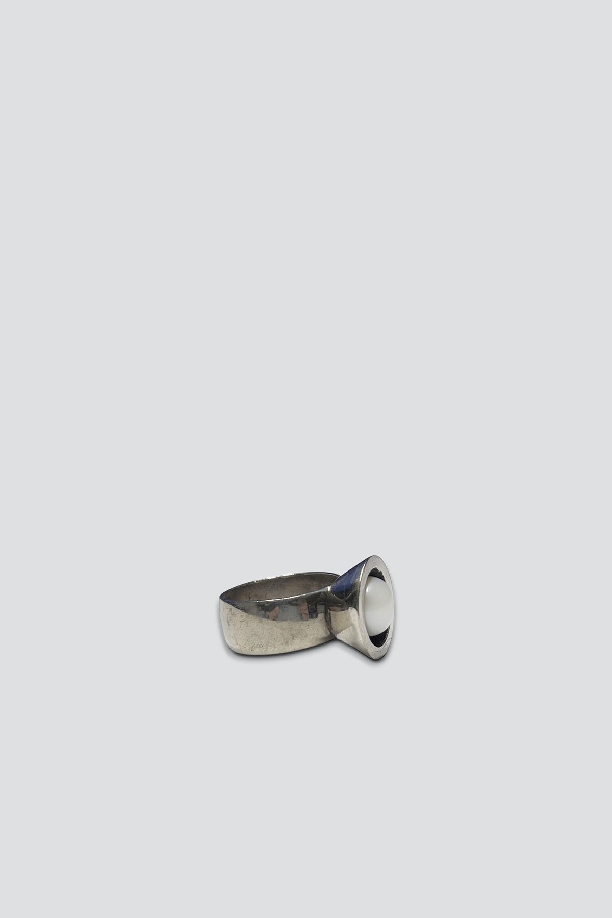Sterling Silver Pearl Funnel Ring