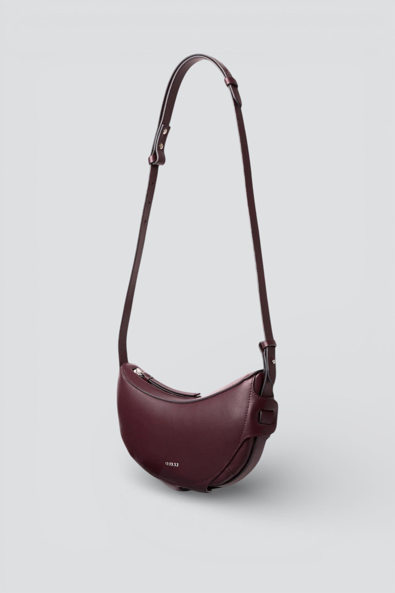 Burgundy Leather Half Moon Bag
