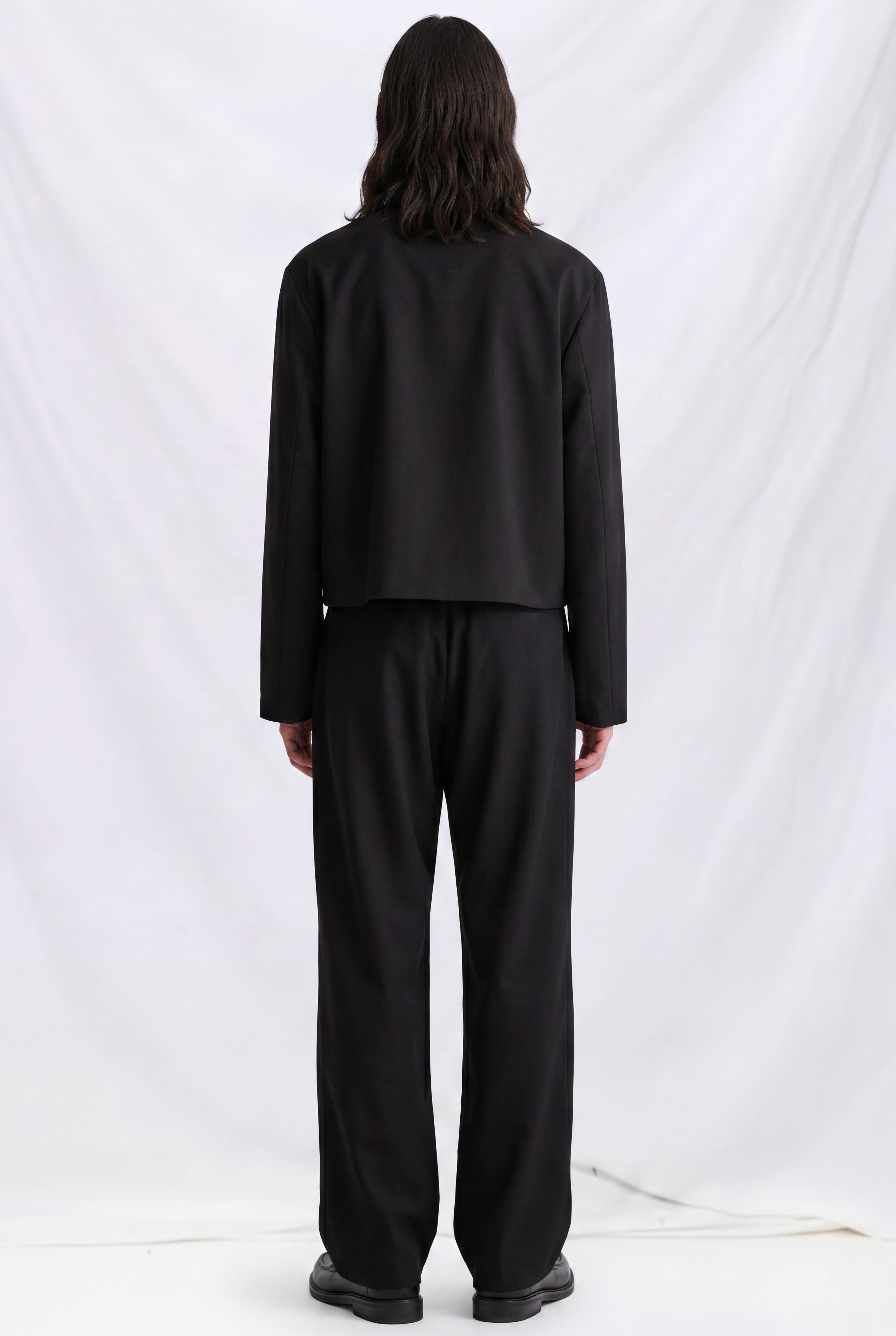 Black Worsted Wool Mini Jacket