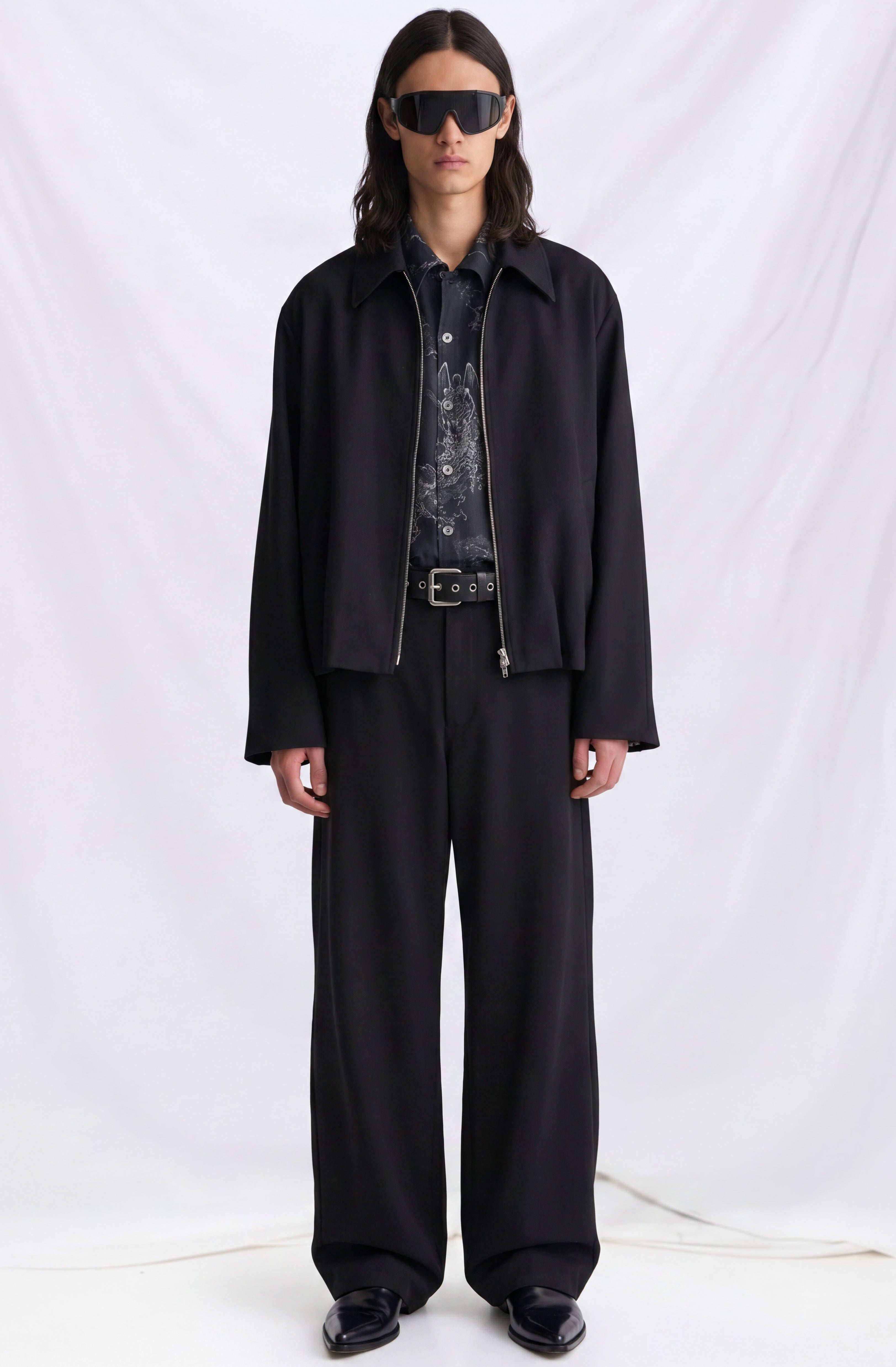 Black Worsted Wool Mini Jacket
