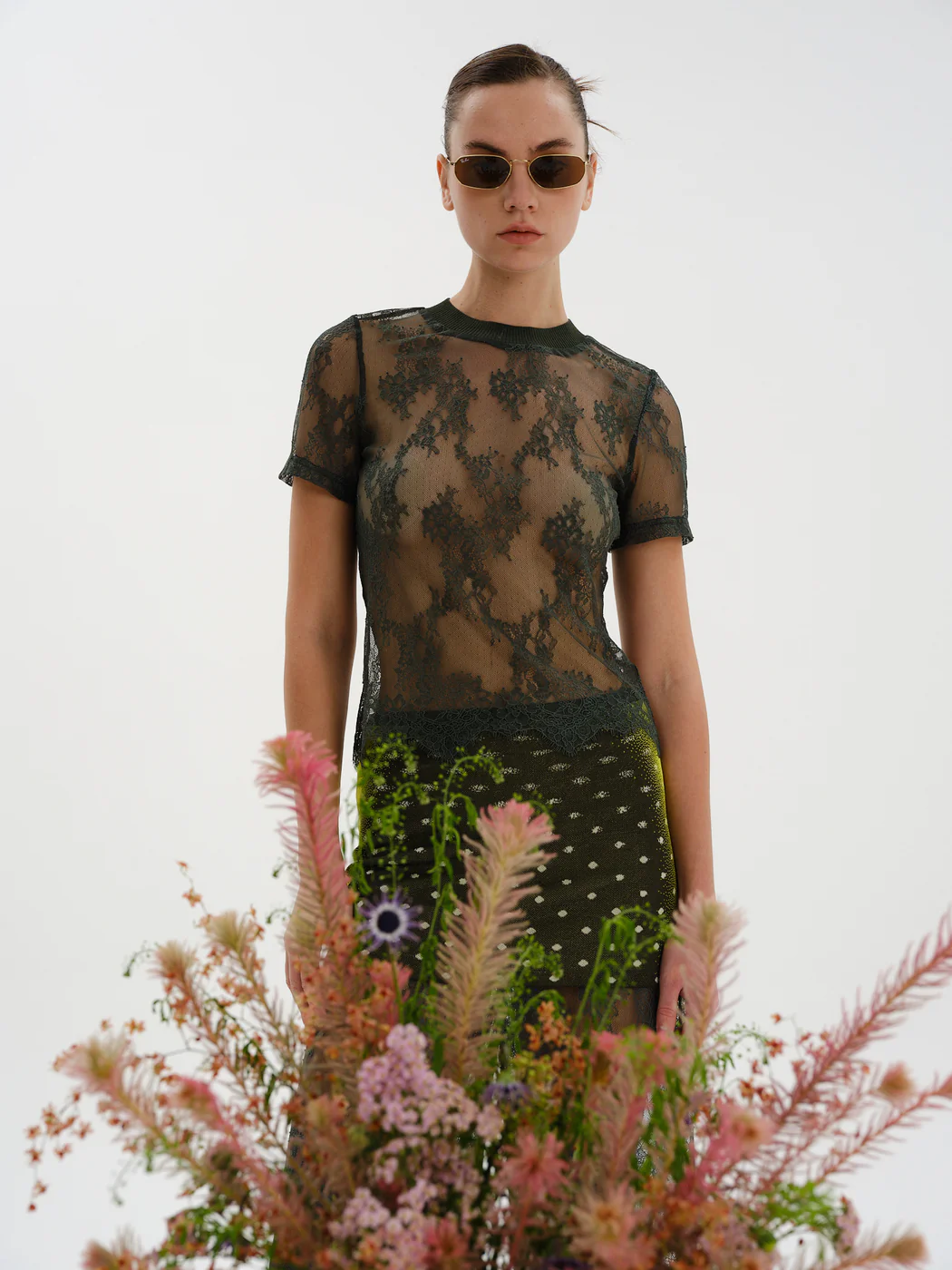 Chrome Green Natalia Lace T-Shirt