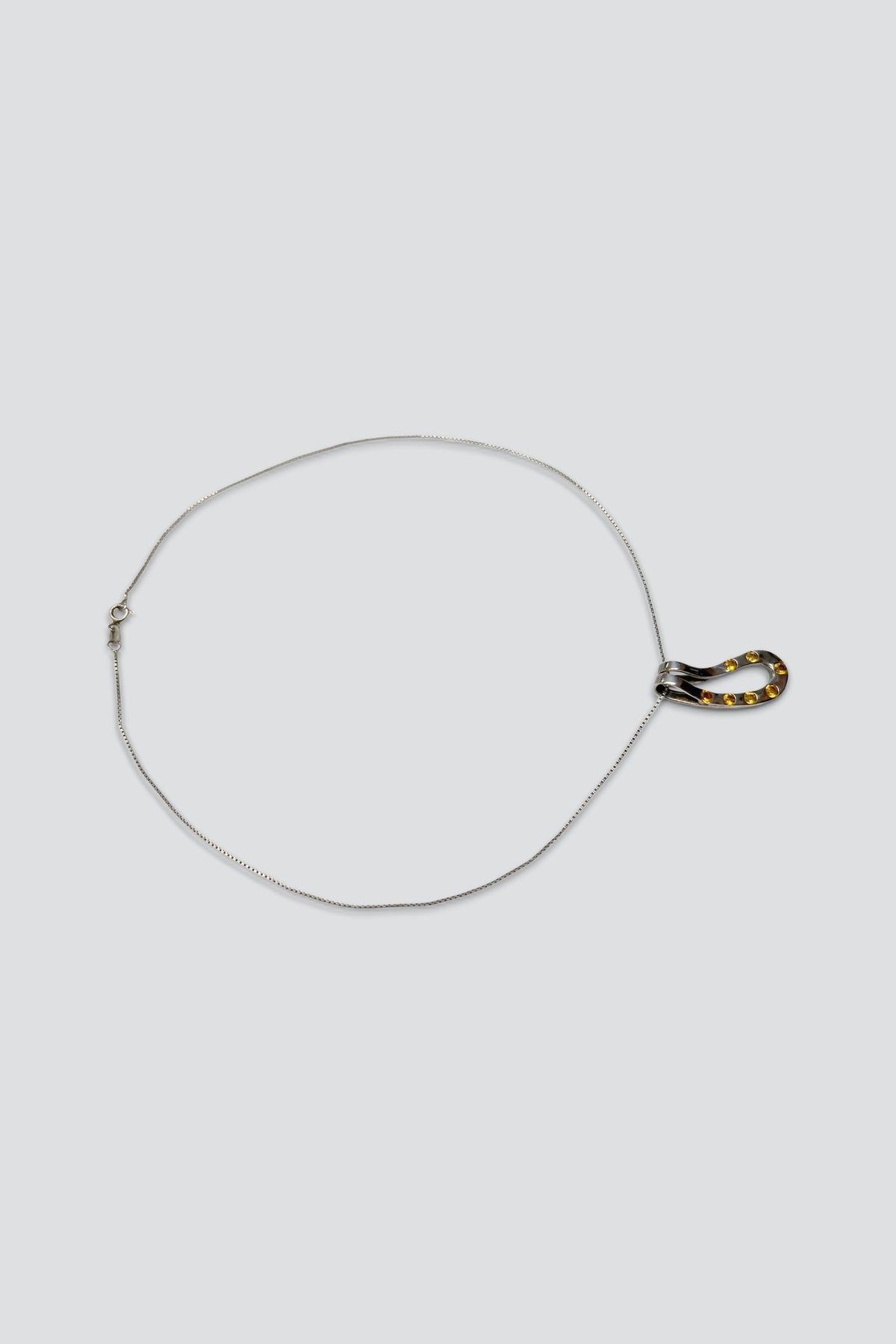 Sterling Silver Citrine Horseshoe Pendant Necklace