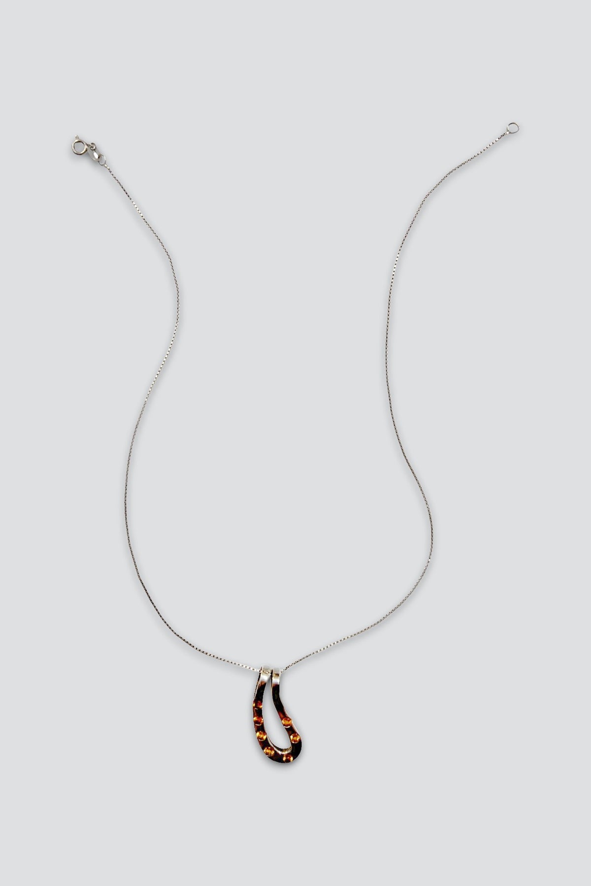 Sterling Silver Citrine Horseshoe Pendant Necklace
